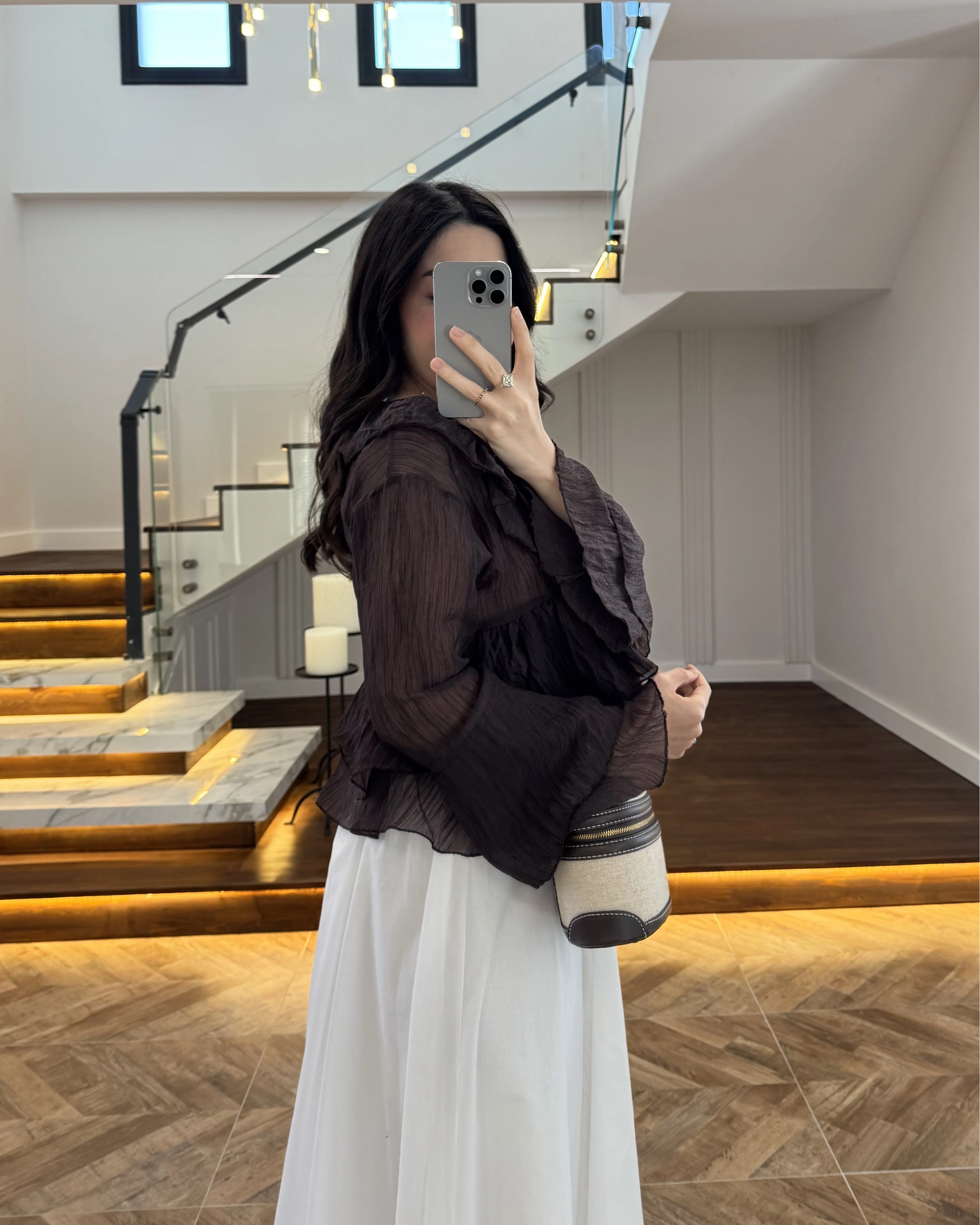 KAHVE KAT KAT DETAY BLUZ-1060