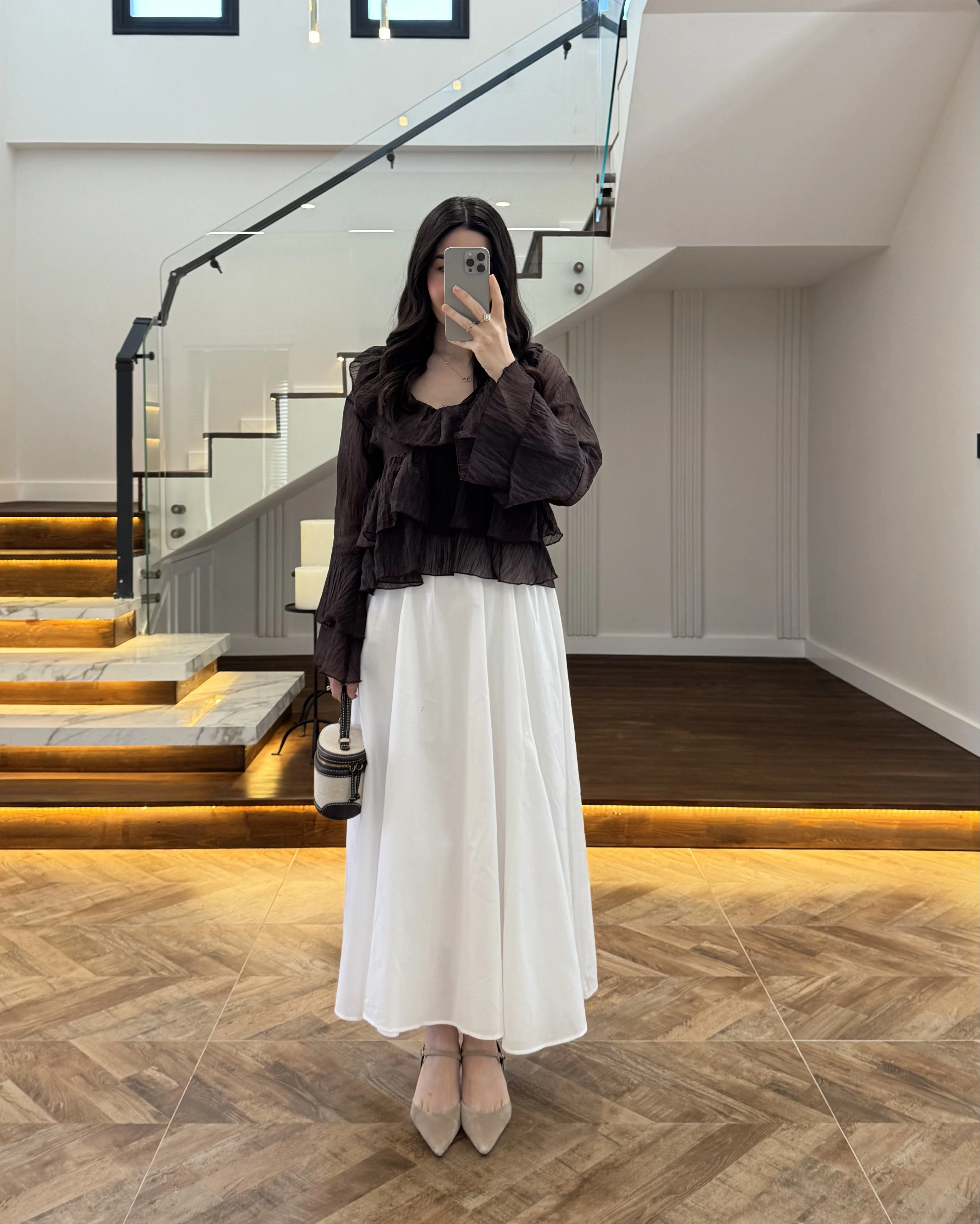 KAHVE KAT KAT DETAY BLUZ-1060