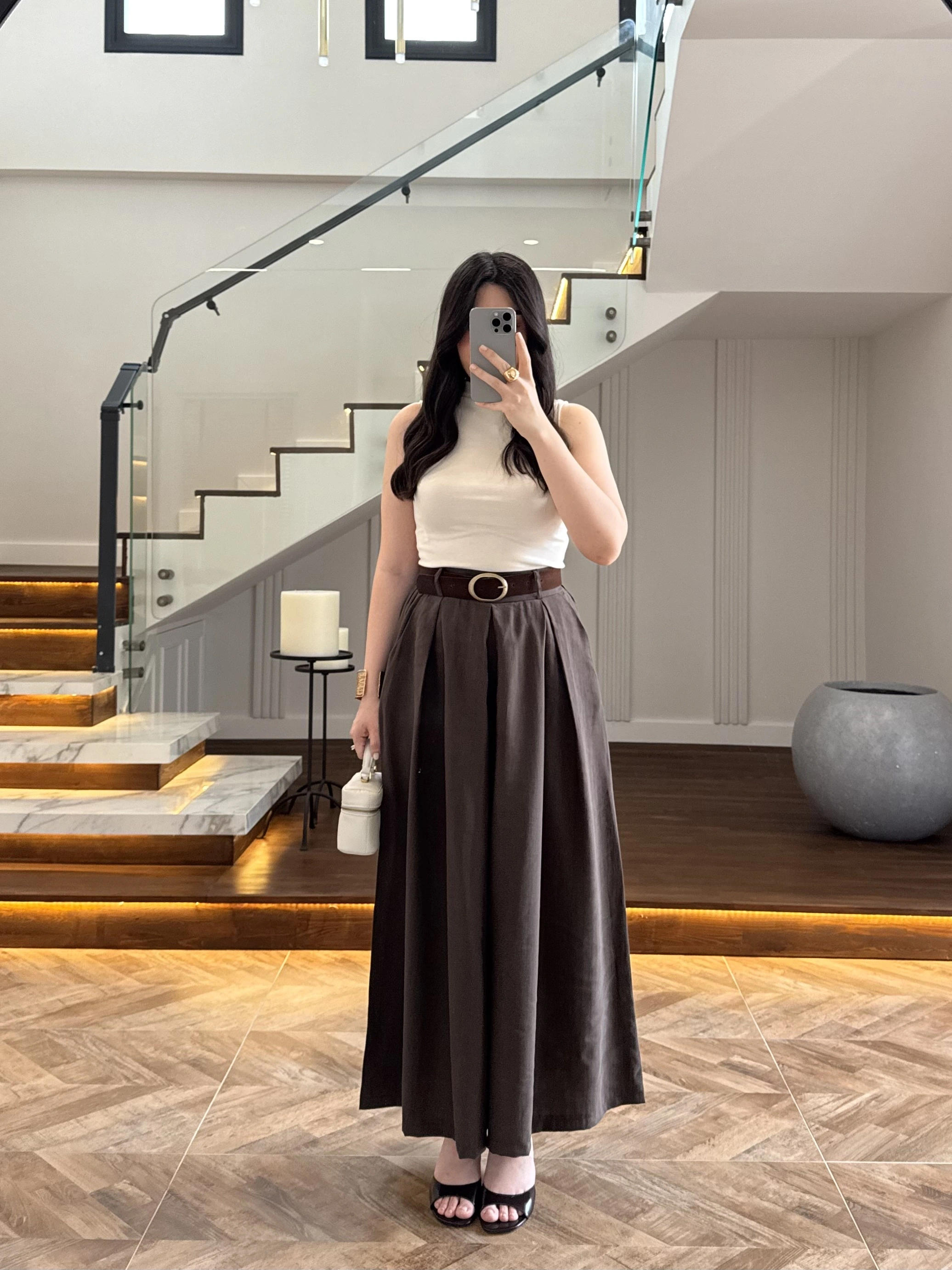 KAHVE KEMERLİ ETEKLİ PANTOLON-51354