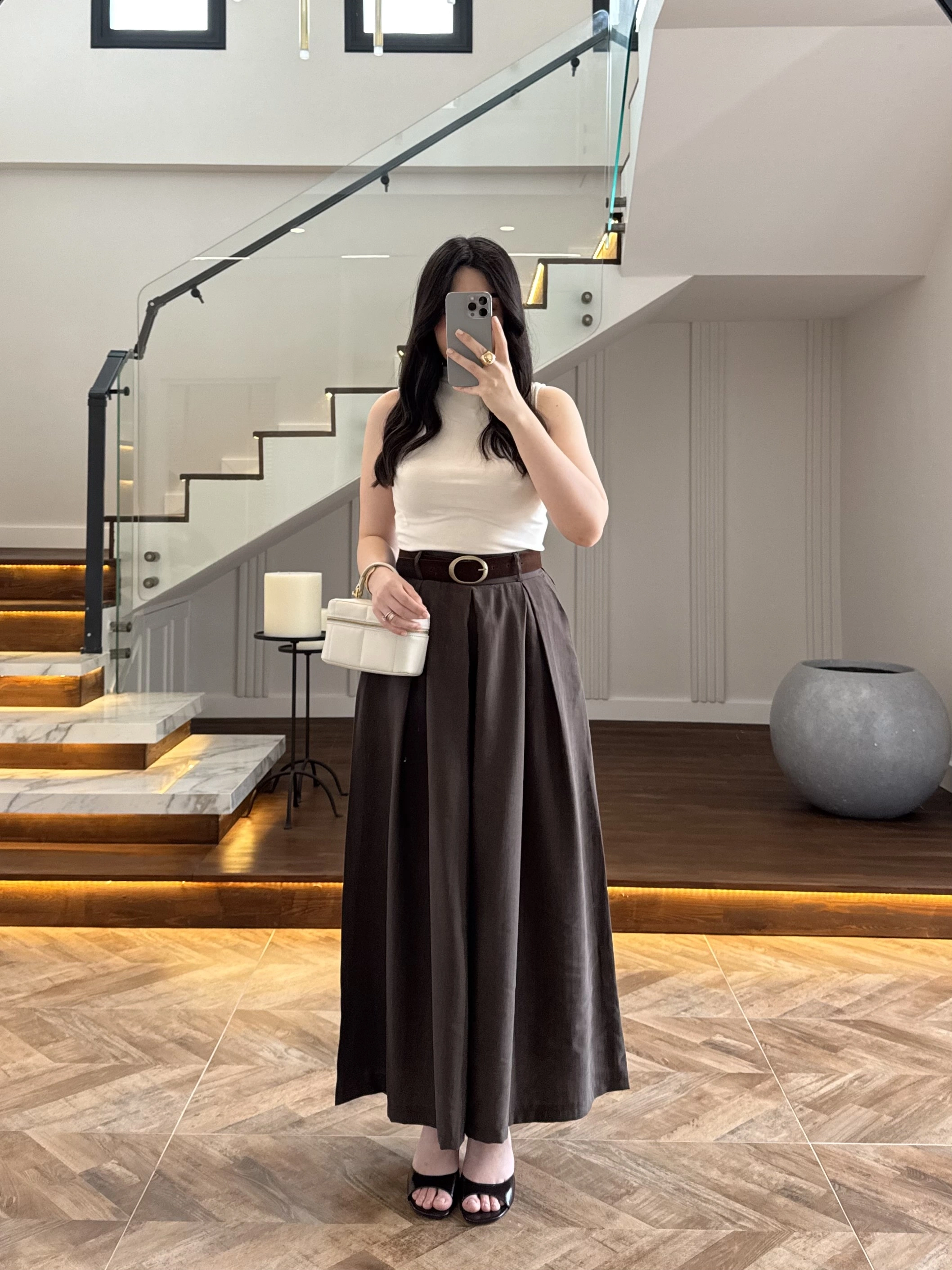 KAHVE KEMERLİ ETEKLİ PANTOLON-51354
