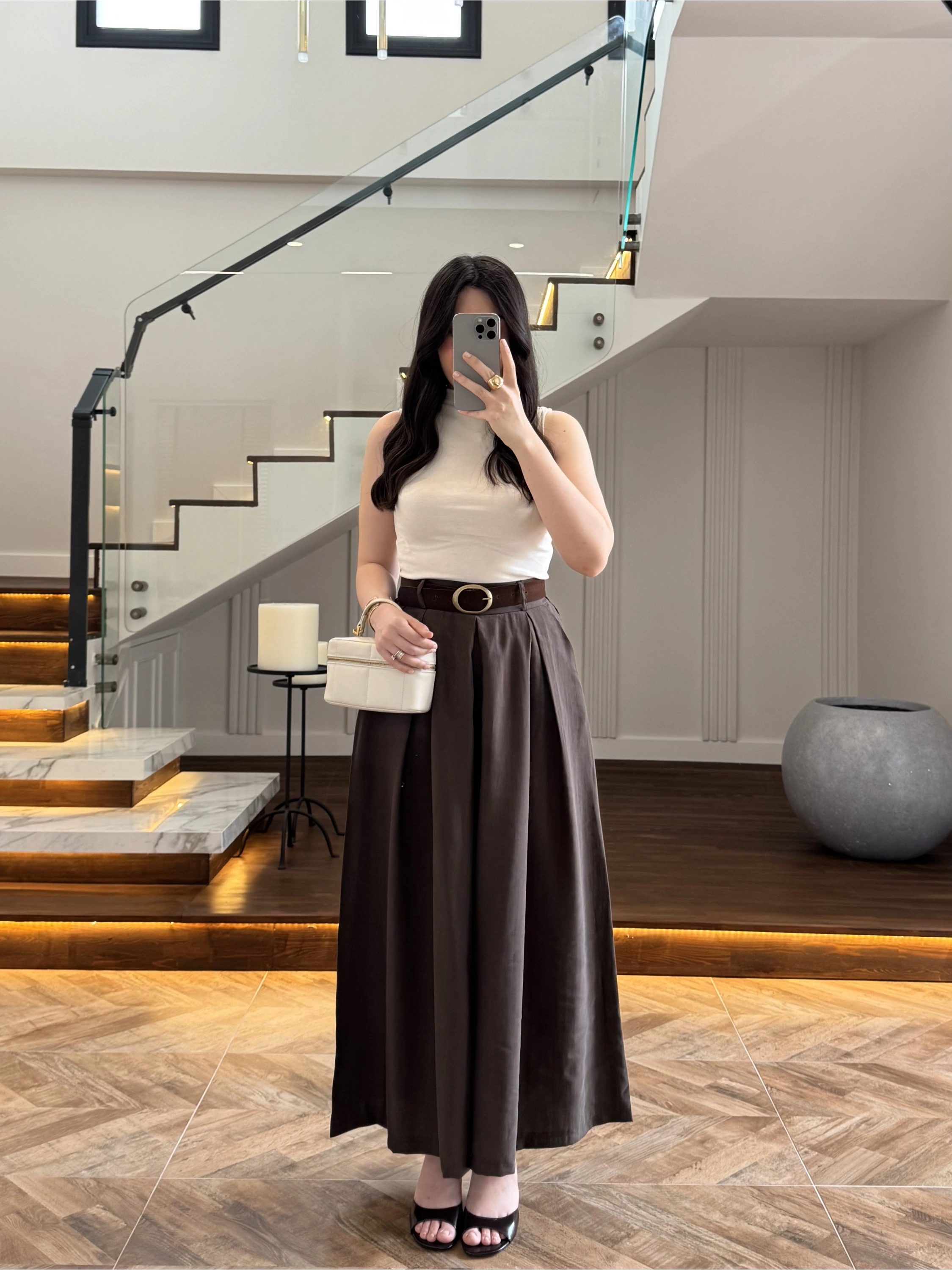 KAHVE KEMERLİ ETEKLİ PANTOLON-51354
