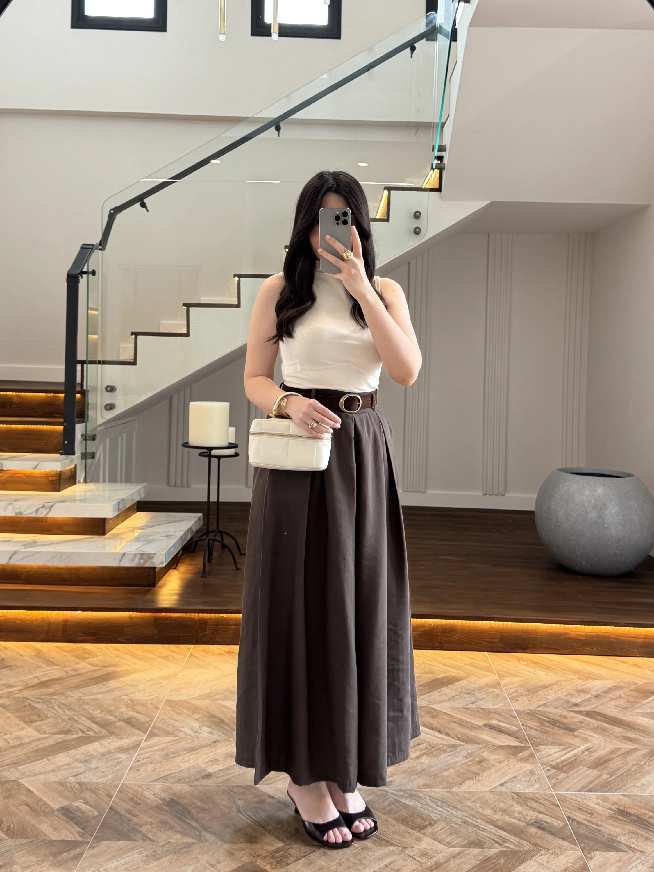 KAHVE KEMERLİ ETEKLİ PANTOLON-51354