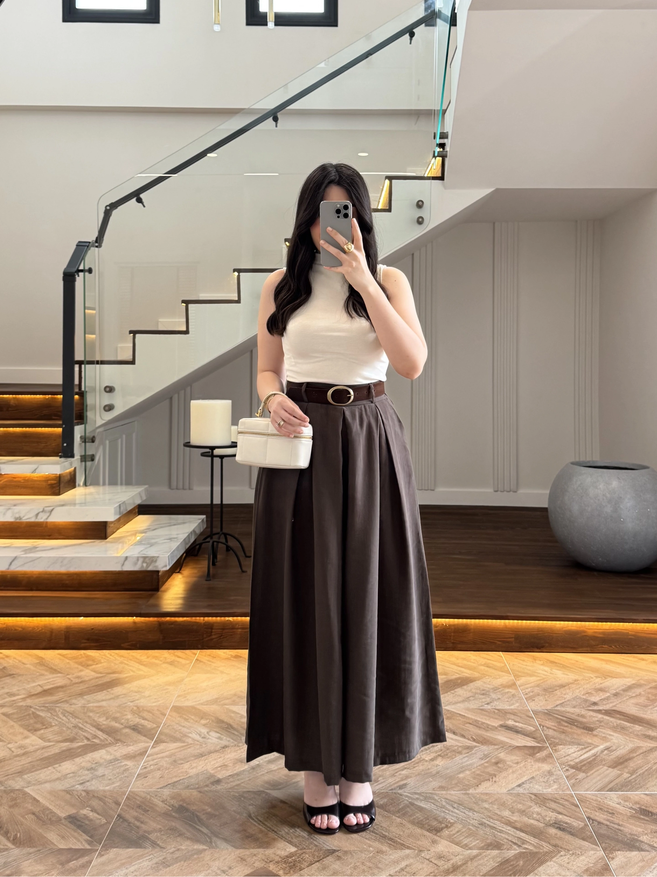 KAHVE KEMERLİ ETEKLİ PANTOLON-51354