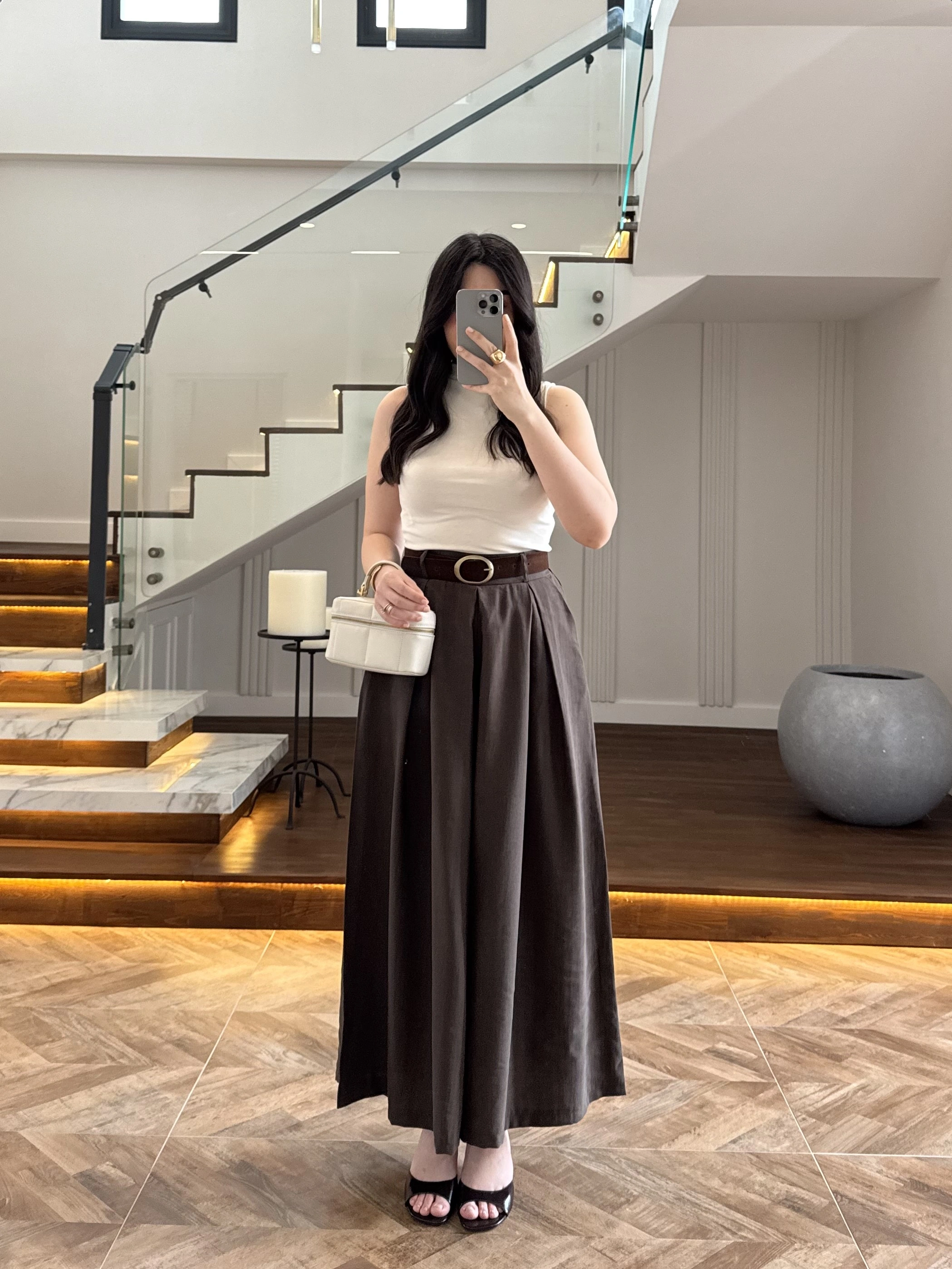 KAHVE KEMERLİ ETEKLİ PANTOLON-51354