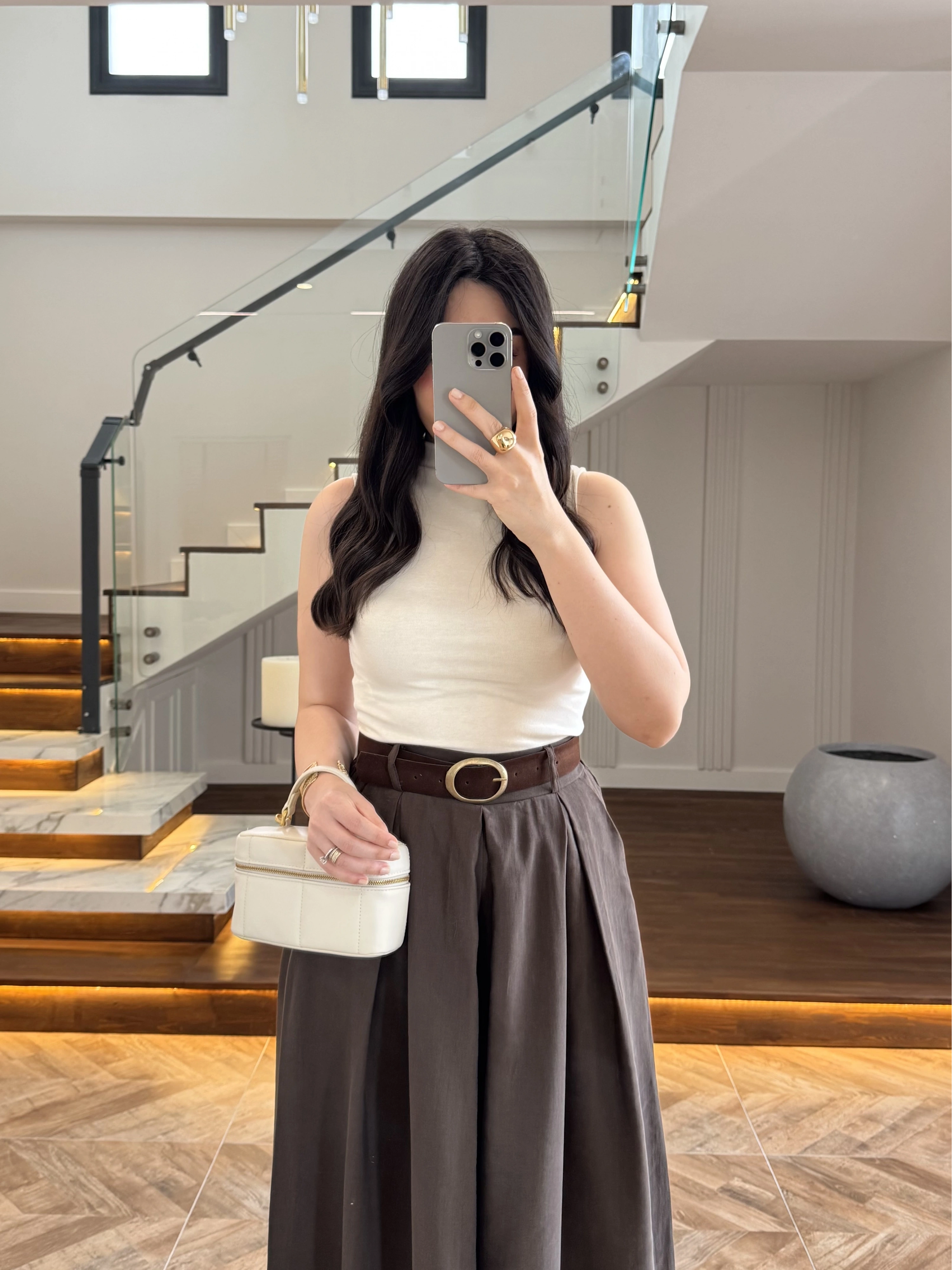 KAHVE KEMERLİ ETEKLİ PANTOLON-51354