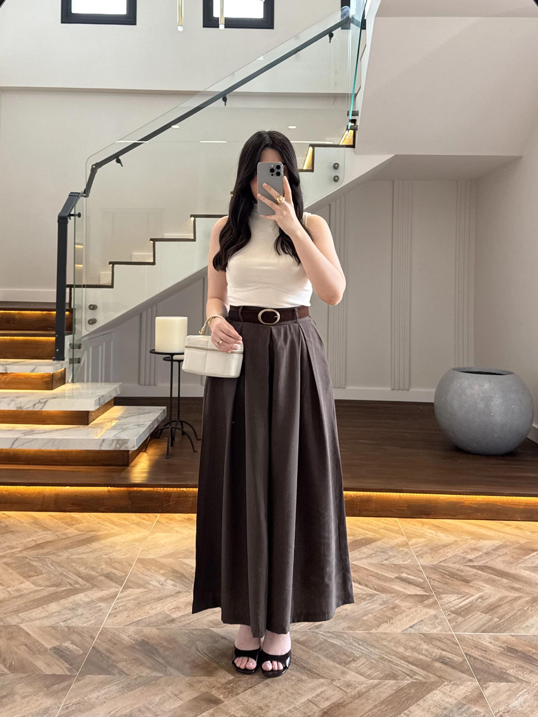 KAHVE KEMERLİ ETEKLİ PANTOLON-51354