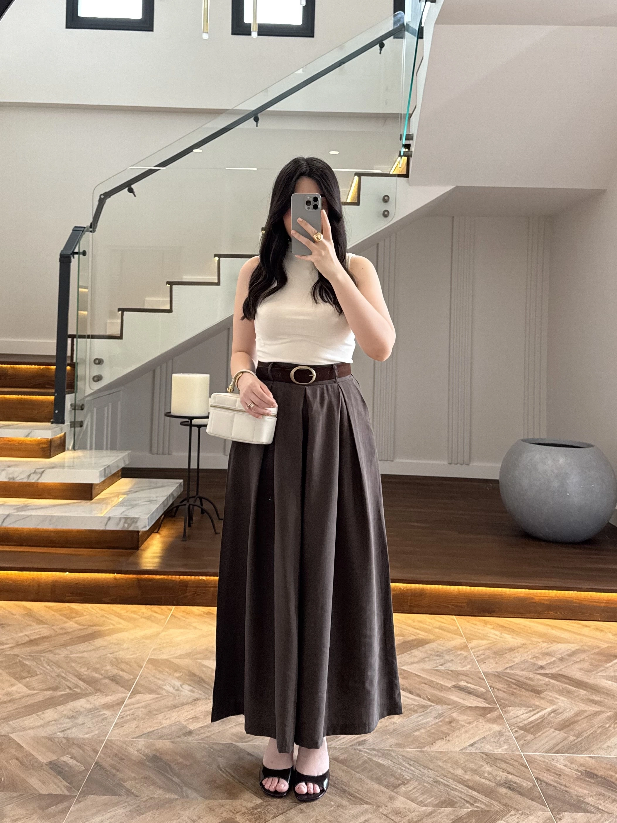 KAHVE KEMERLİ ETEKLİ PANTOLON-51354
