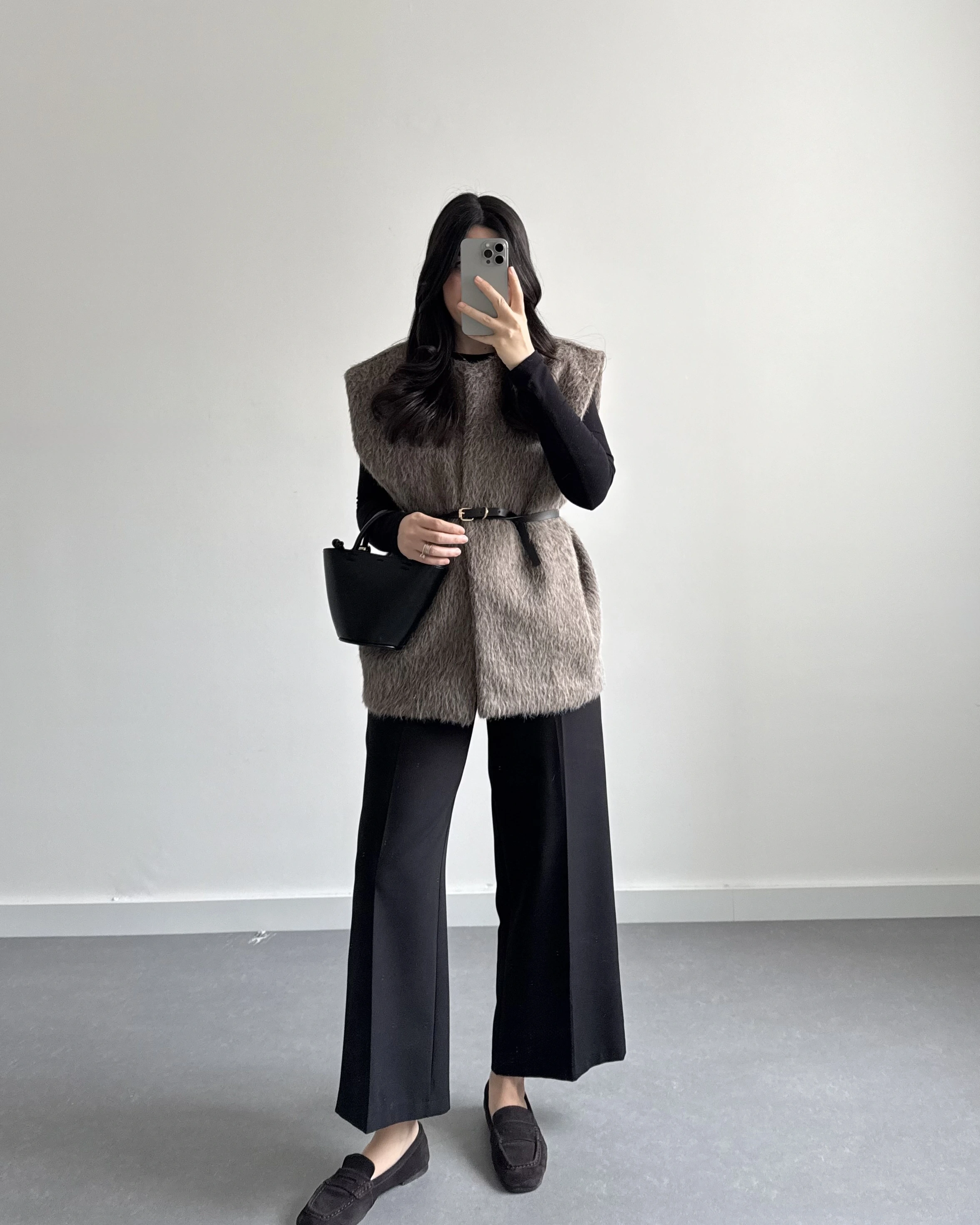 KAHVE KEMERLİ PELUŞ YELEK