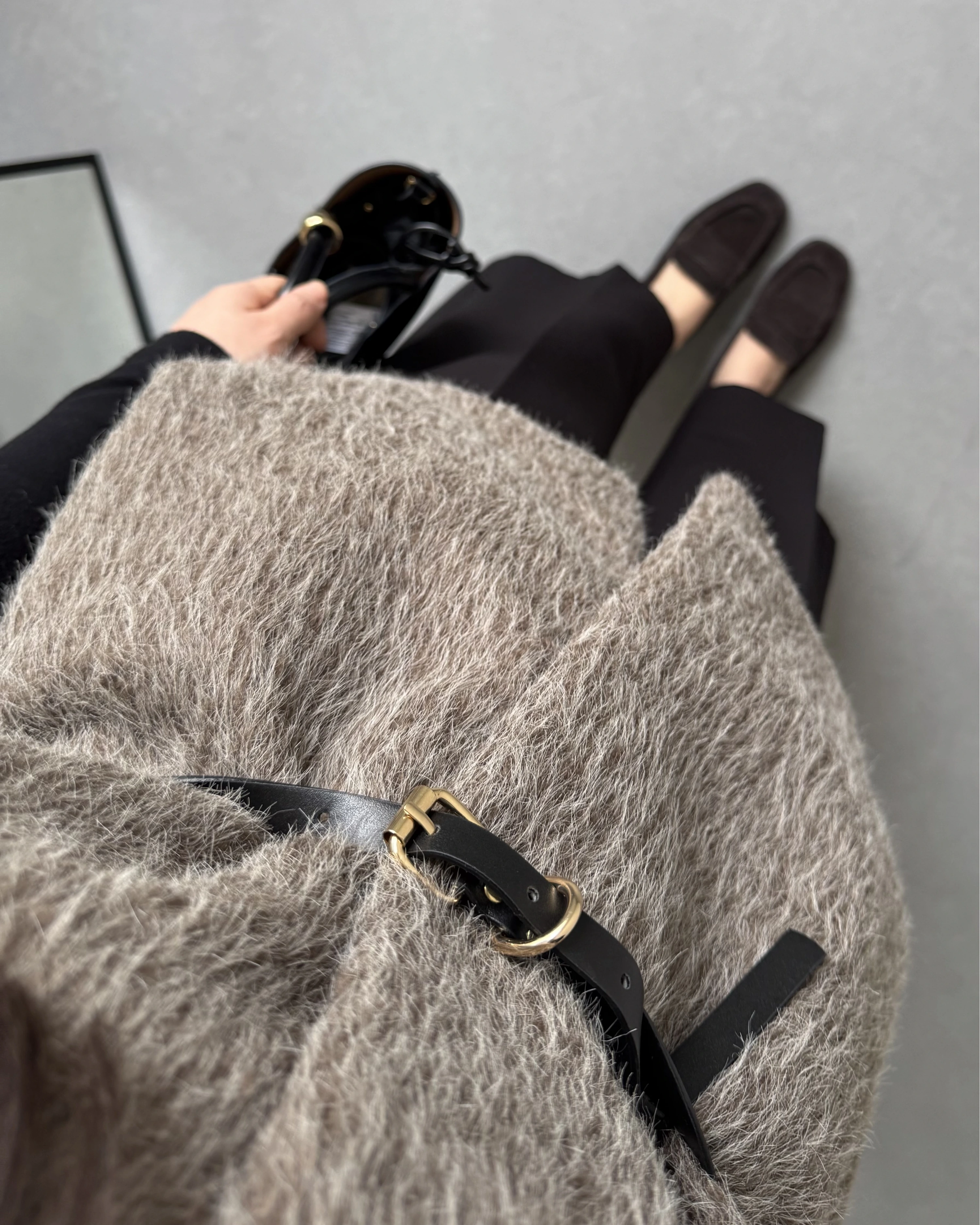 KAHVE KEMERLİ PELUŞ YELEK