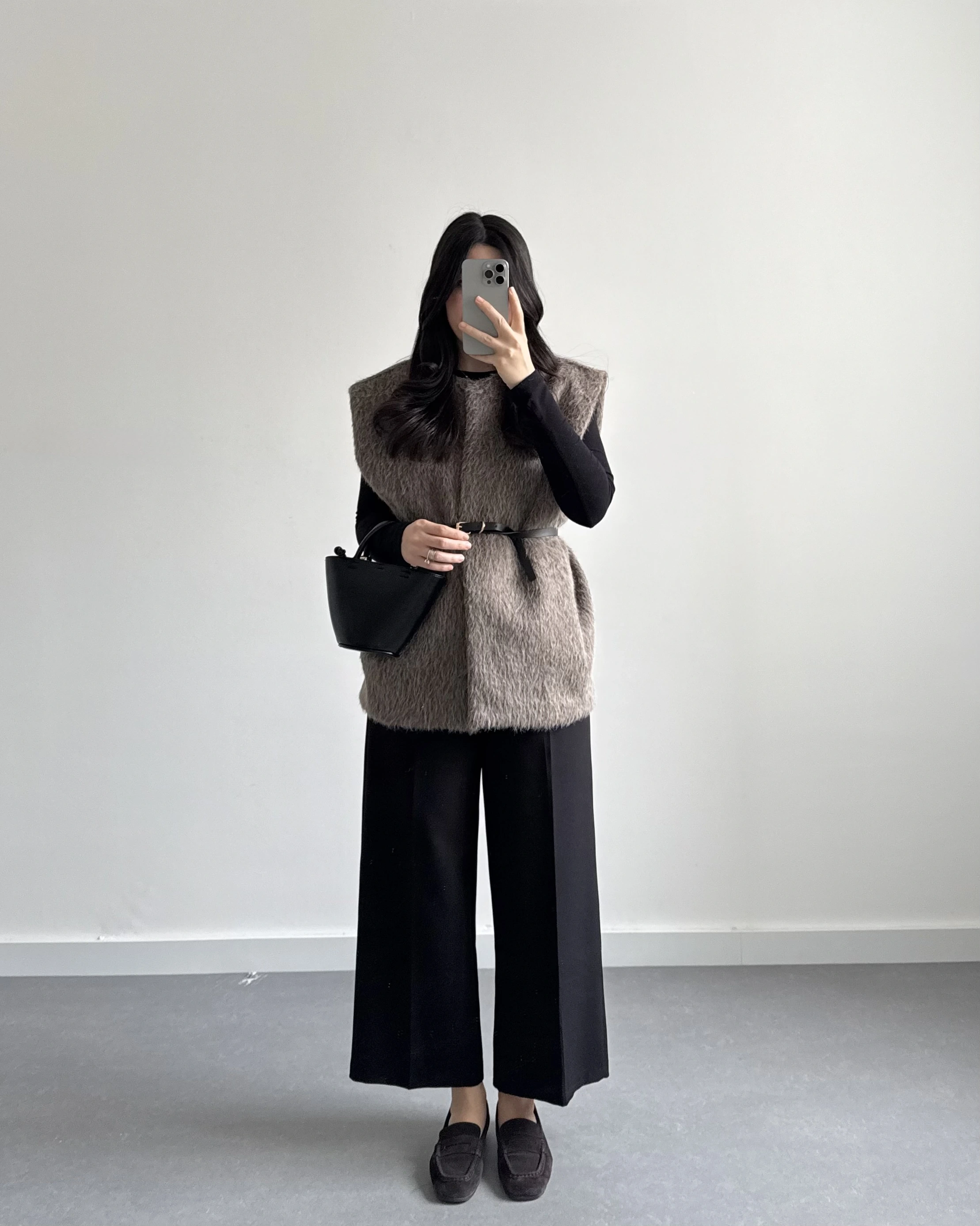 KAHVE KEMERLİ PELUŞ YELEK