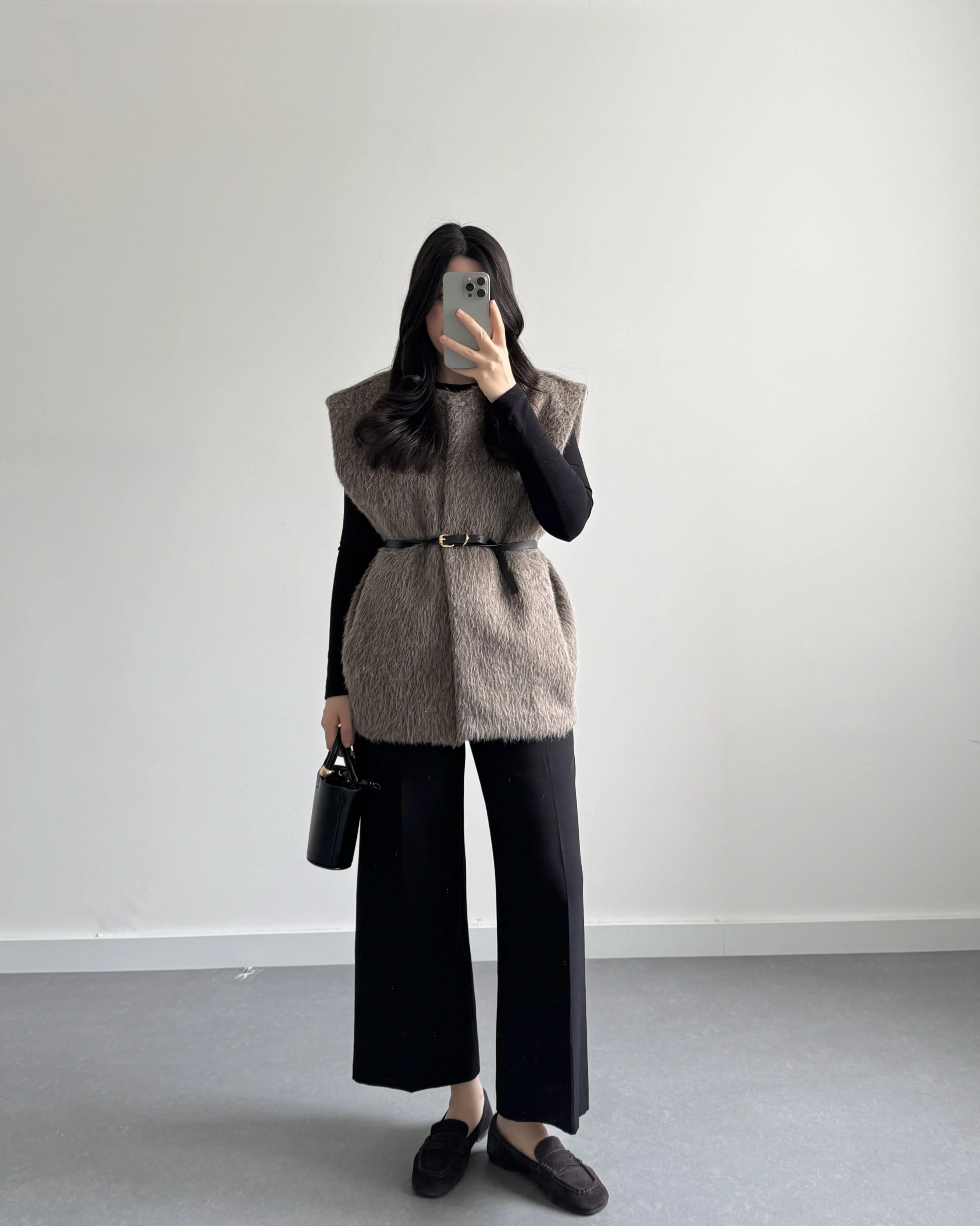 KAHVE KEMERLİ PELUŞ YELEK