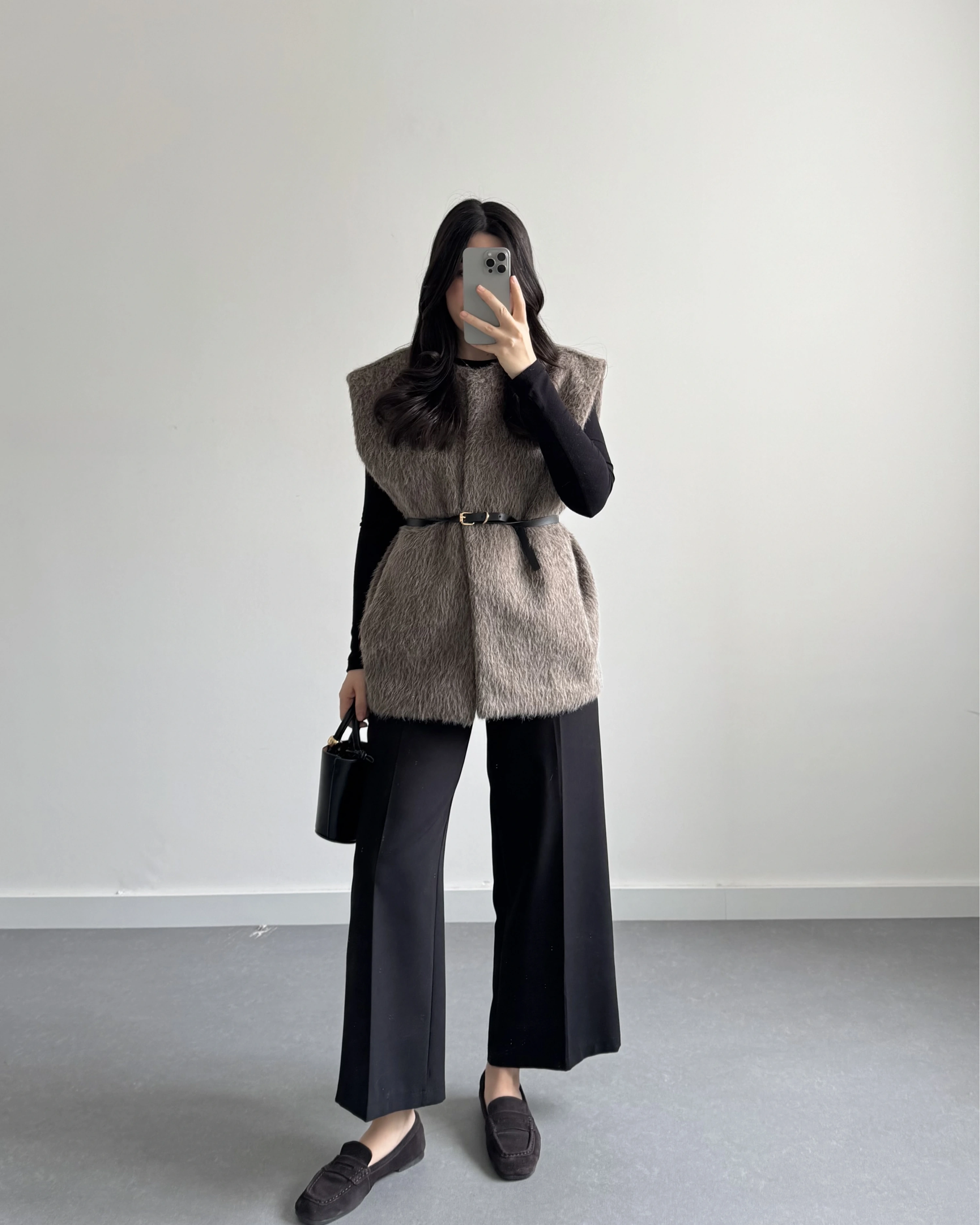 KAHVE KEMERLİ PELUŞ YELEK