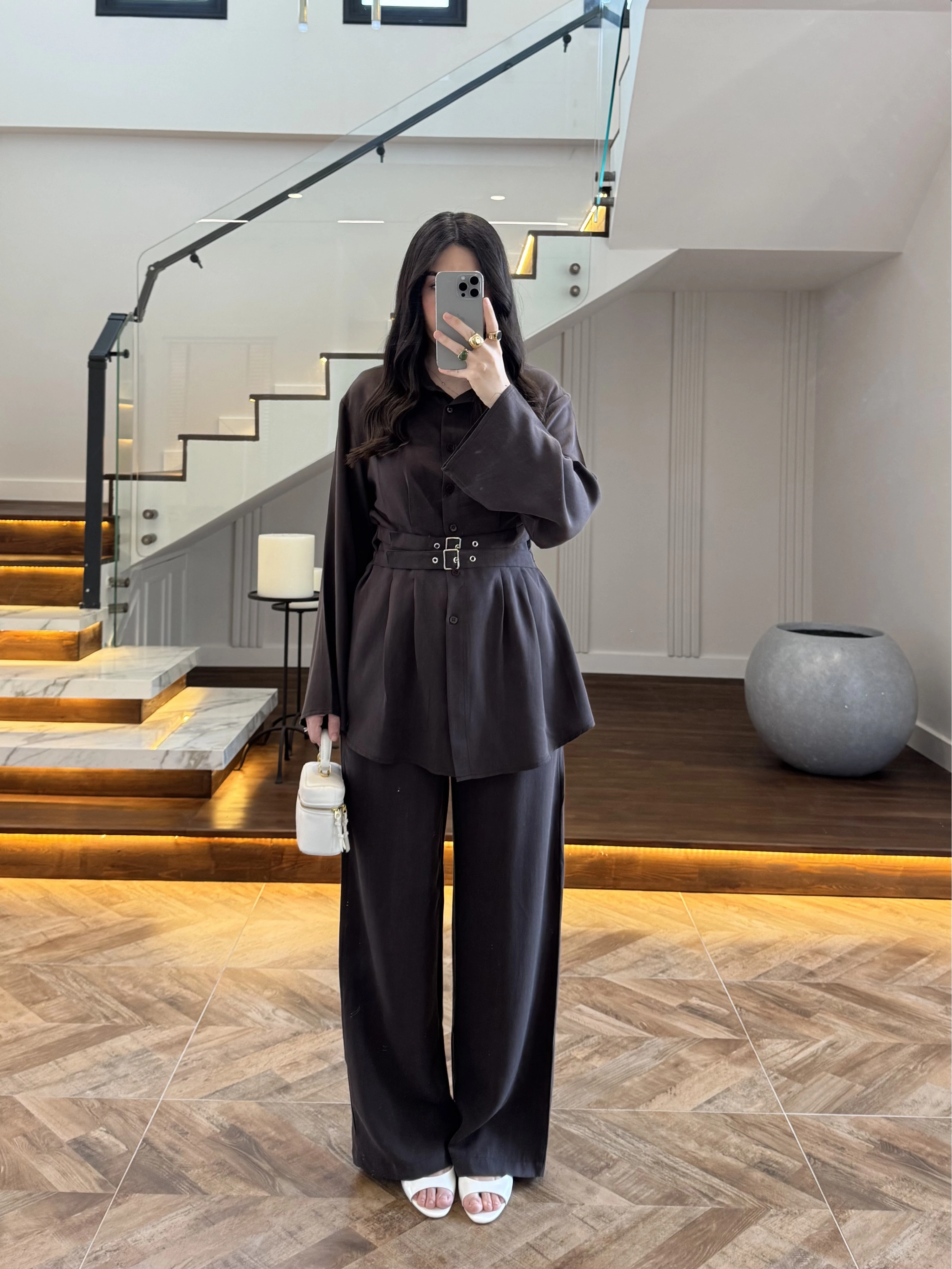 KAHVE KEMERLİ PİLELİ TAKIM -8937