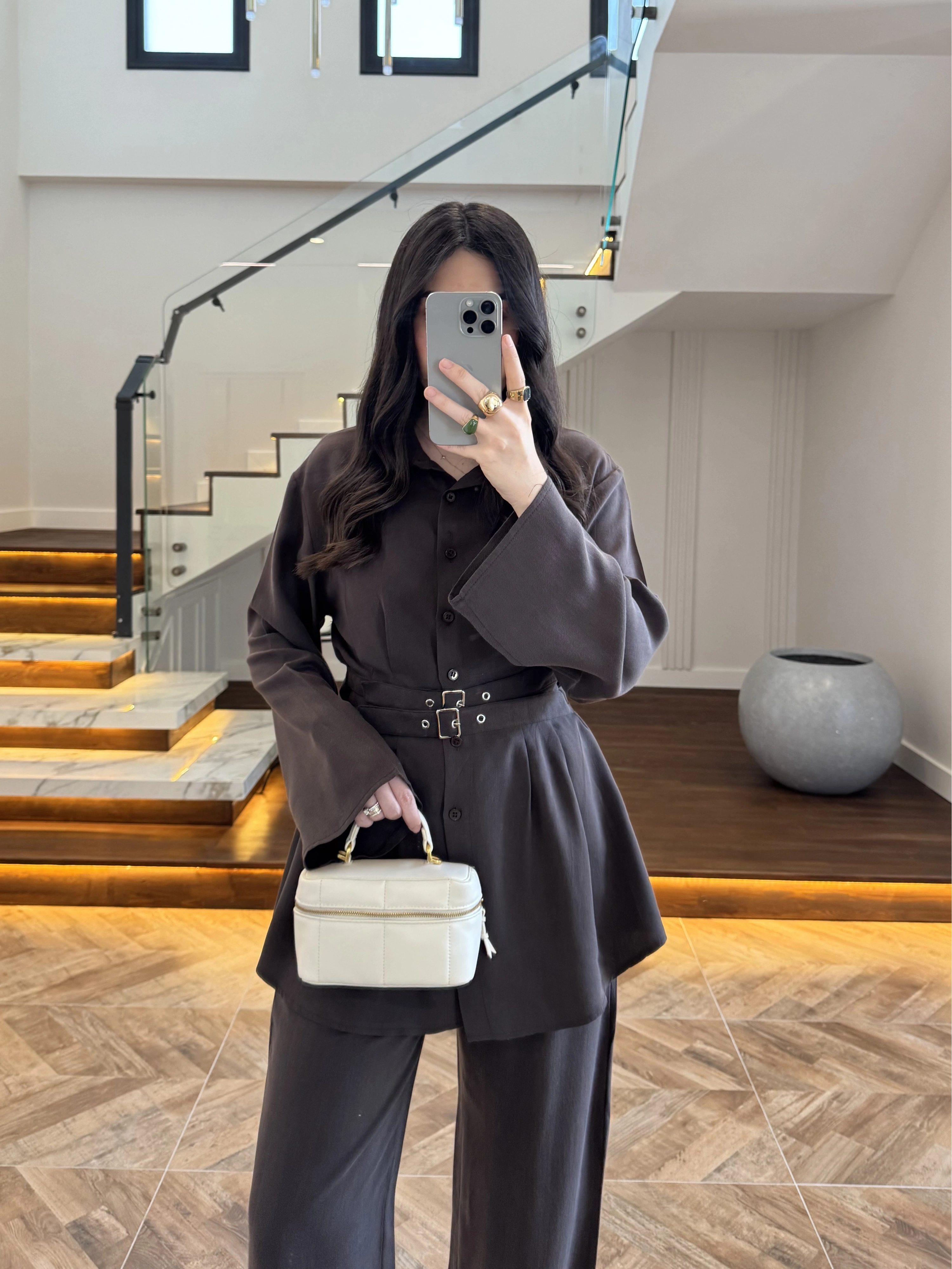KAHVE KEMERLİ PİLELİ TAKIM -8937