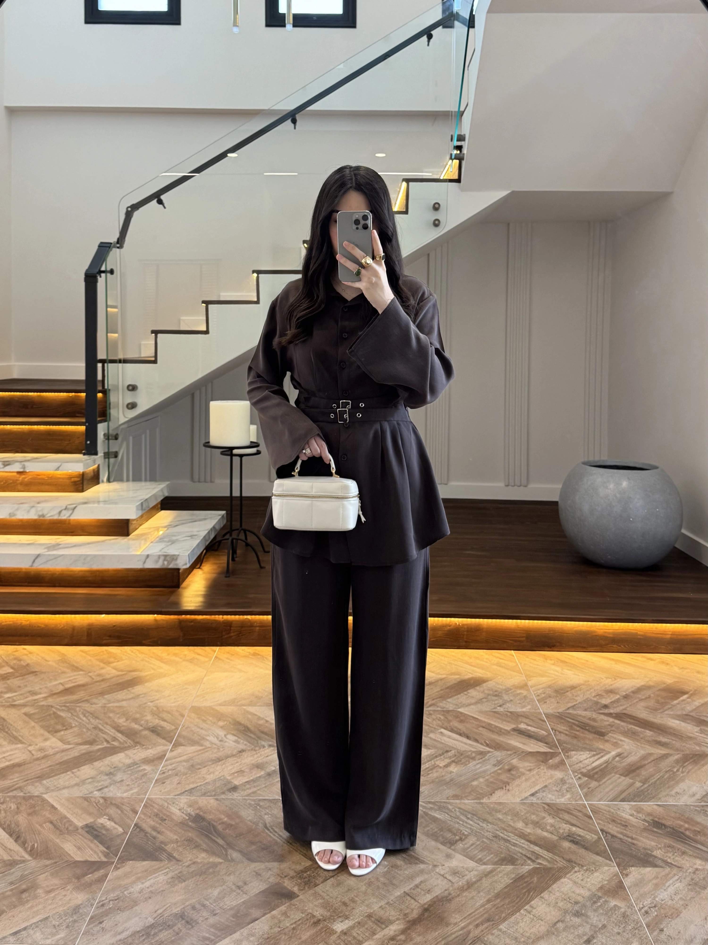 KAHVE KEMERLİ PİLELİ TAKIM -8937