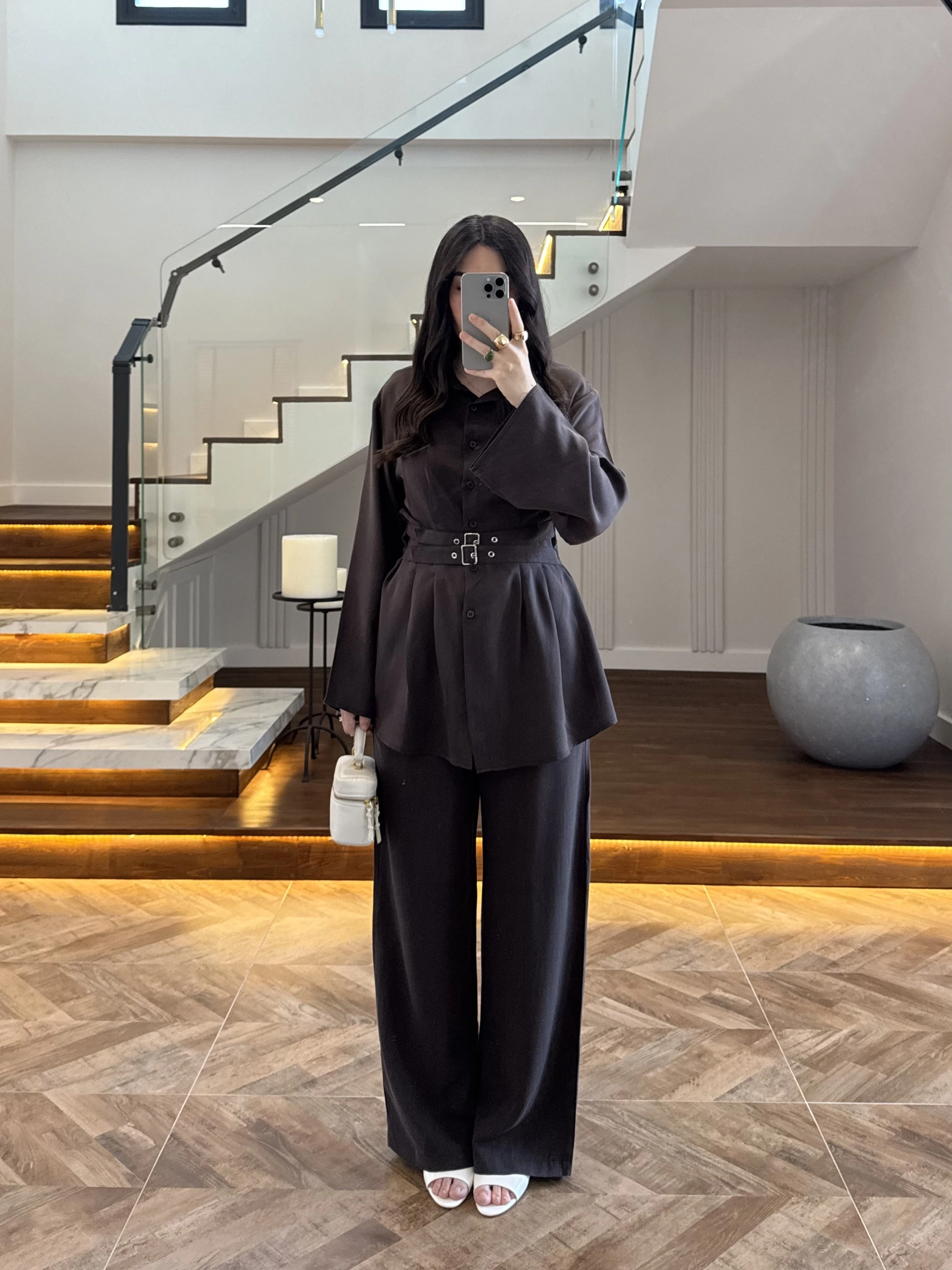 KAHVE KEMERLİ PİLELİ TAKIM -8937