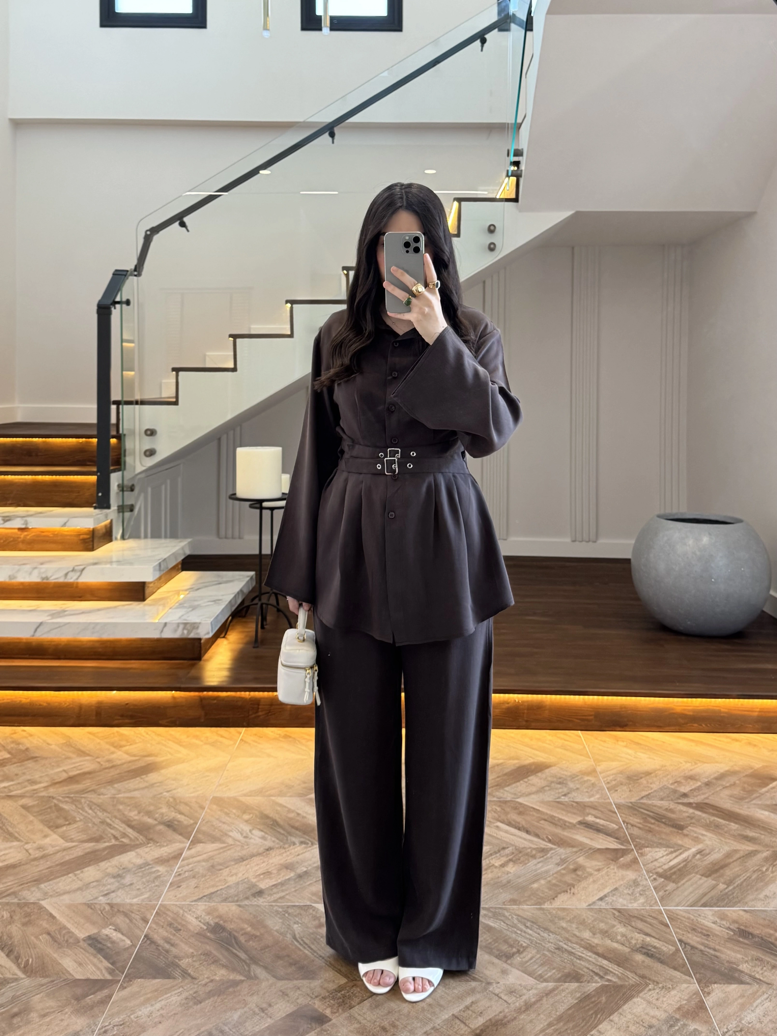 KAHVE KEMERLİ PİLELİ TAKIM -8937