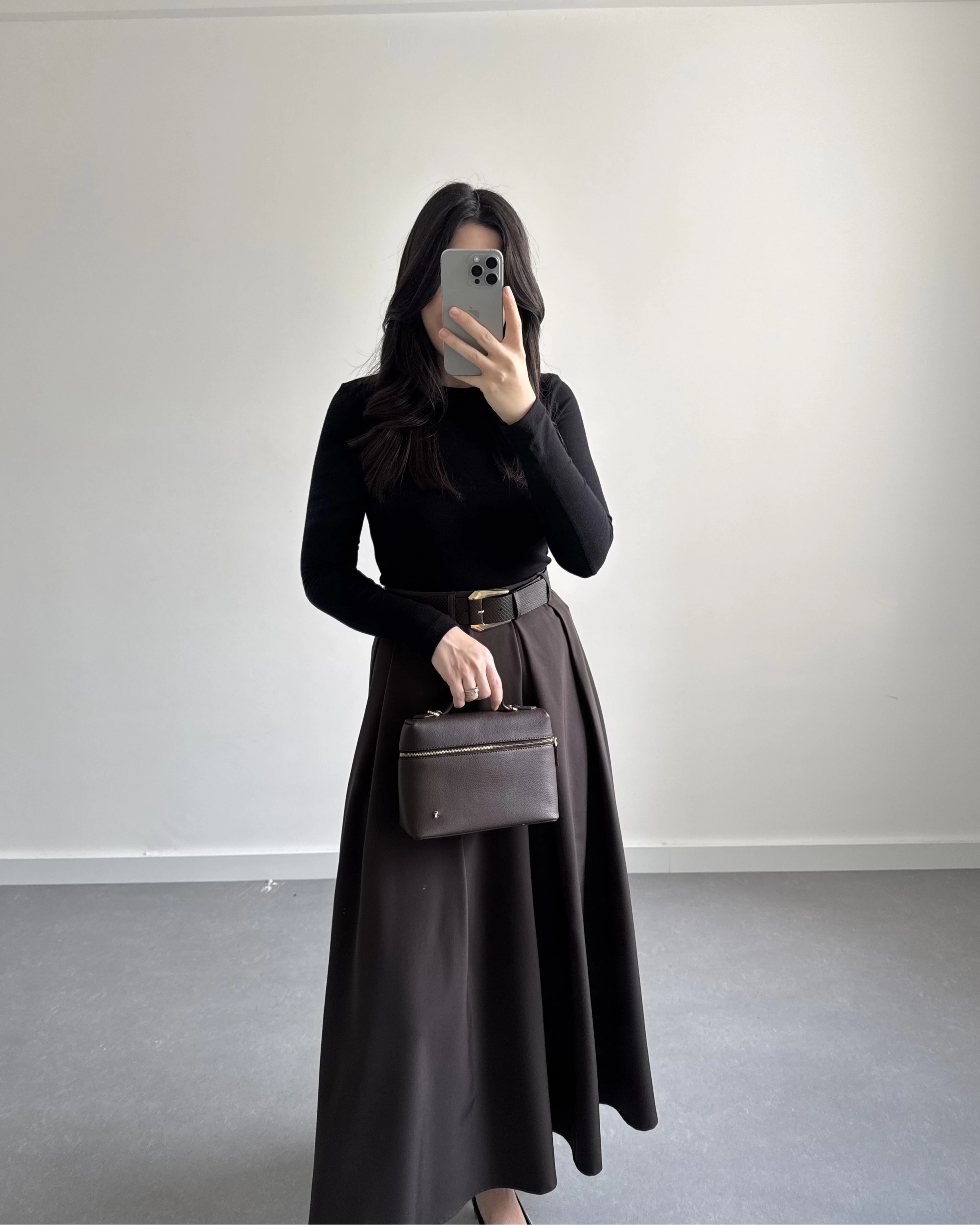 KAHVE KEMERLİ POLİVİSKON ETEK