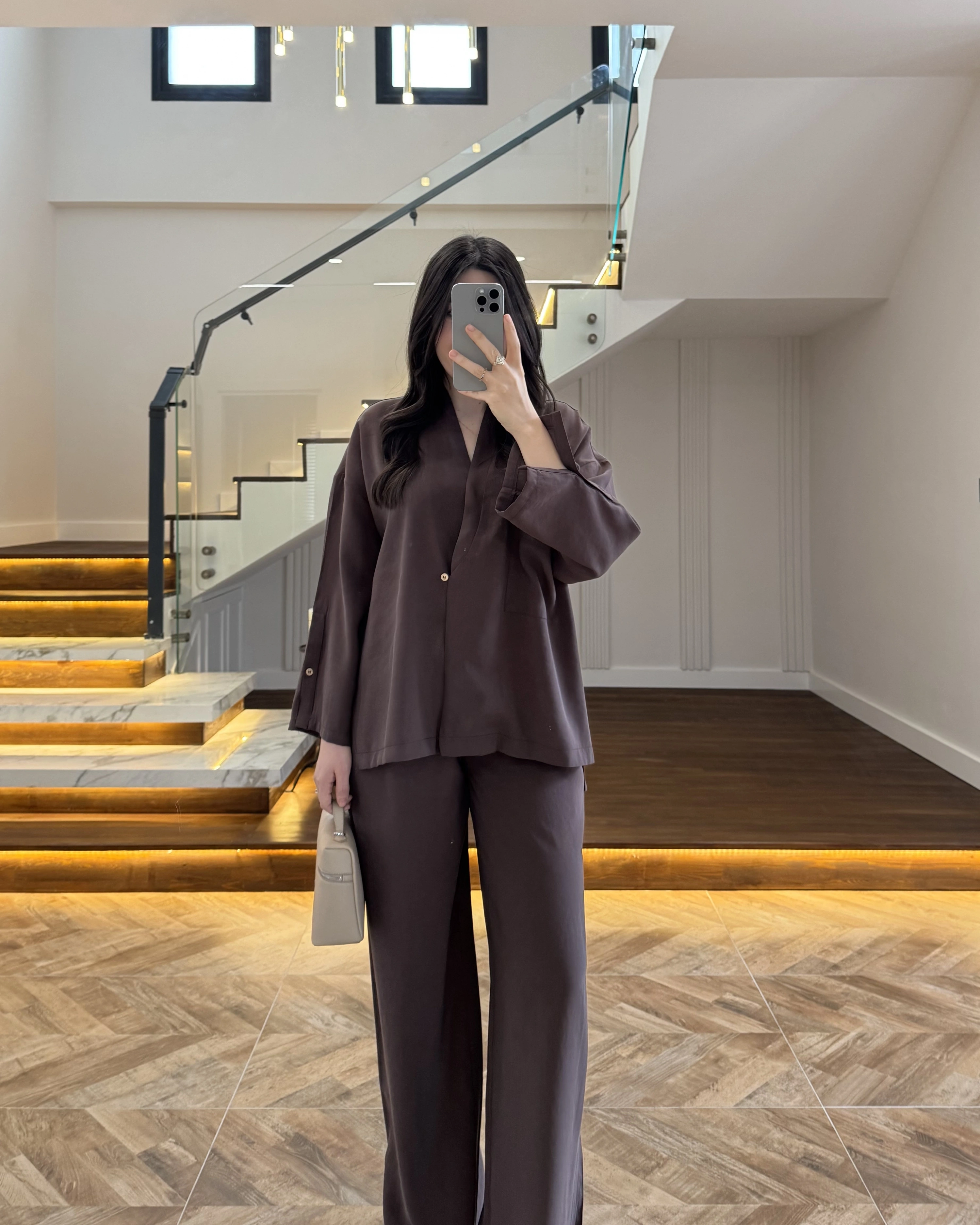 KAHVE KİMONO TENSEL TAKIM -51260