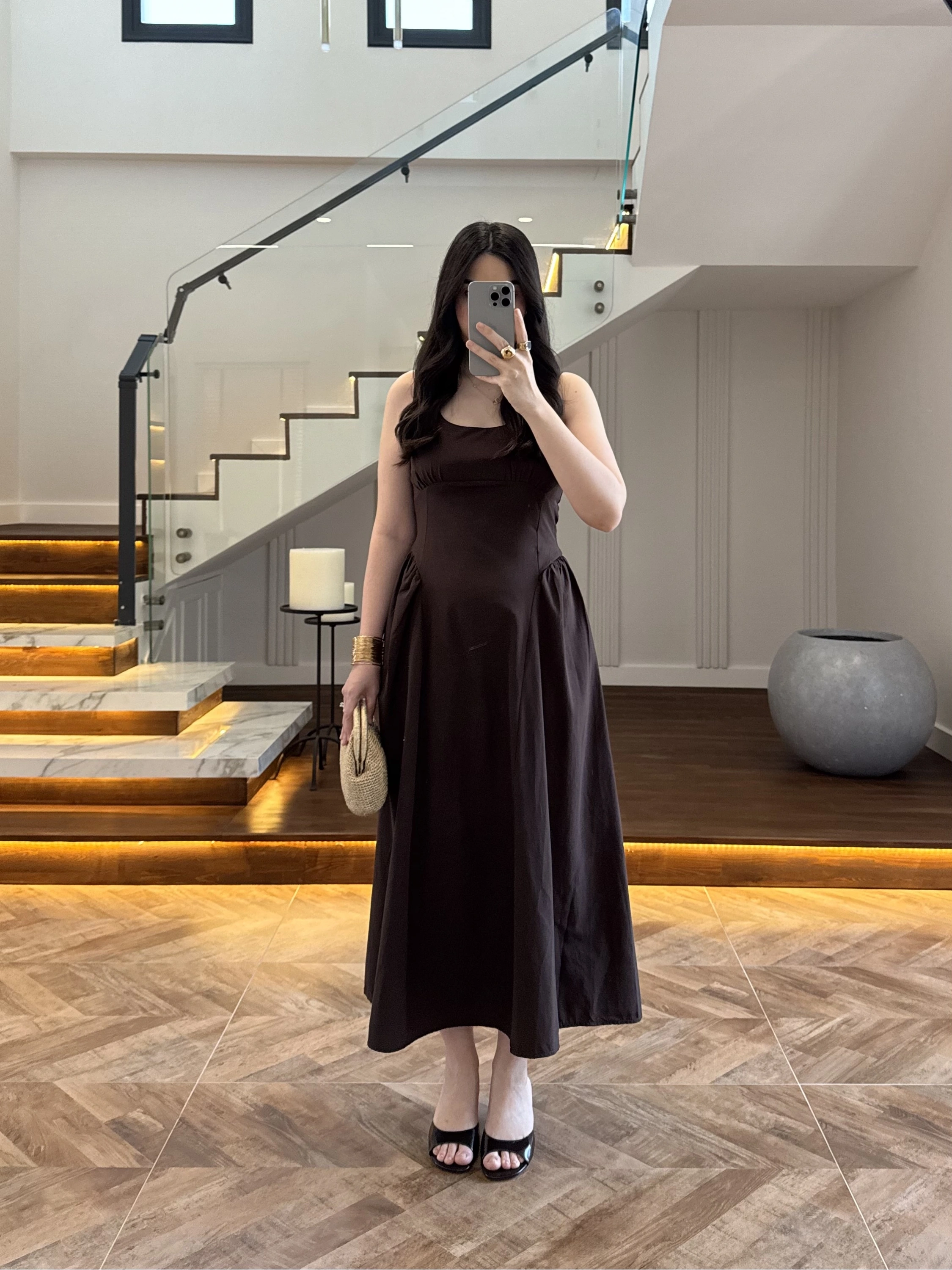 KAHVE KUŞAKLI ELBİSE- 3998