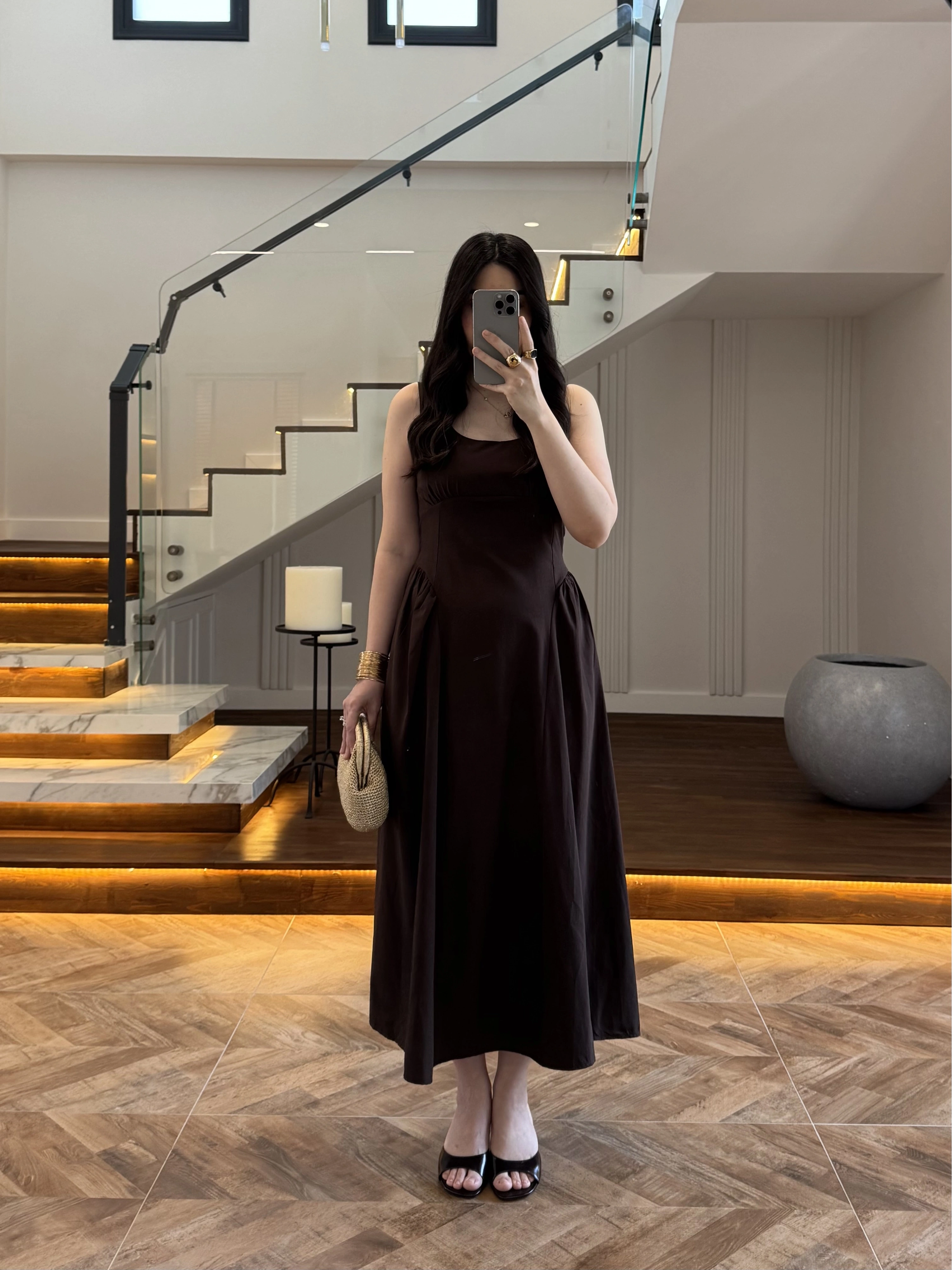 KAHVE KUŞAKLI ELBİSE- 3998