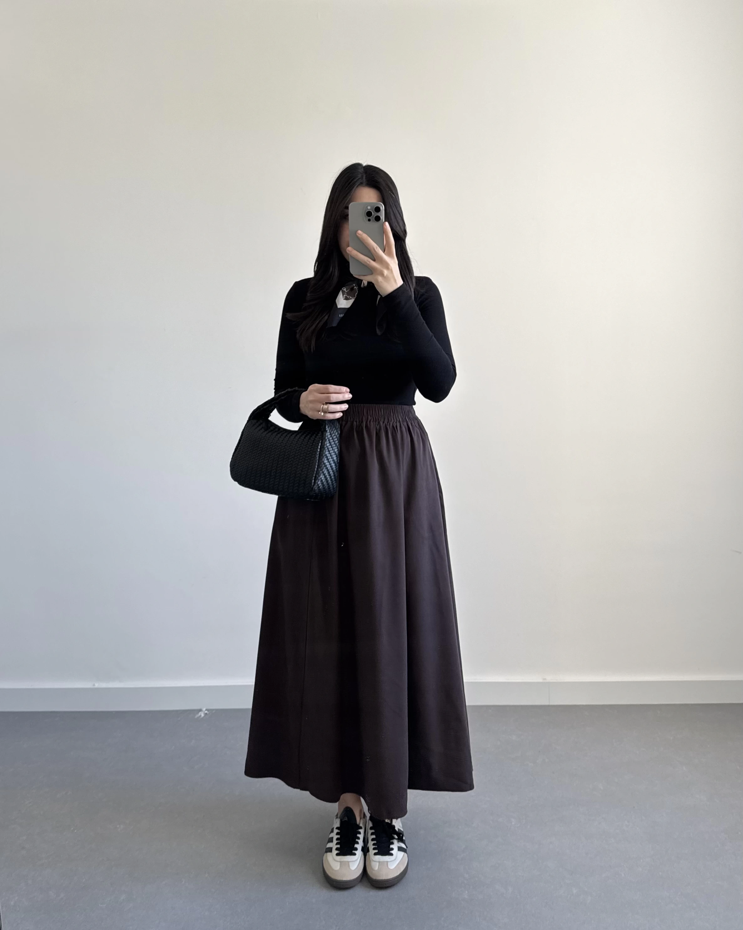 KAHVE MODAL MİDİ BOY ETEK