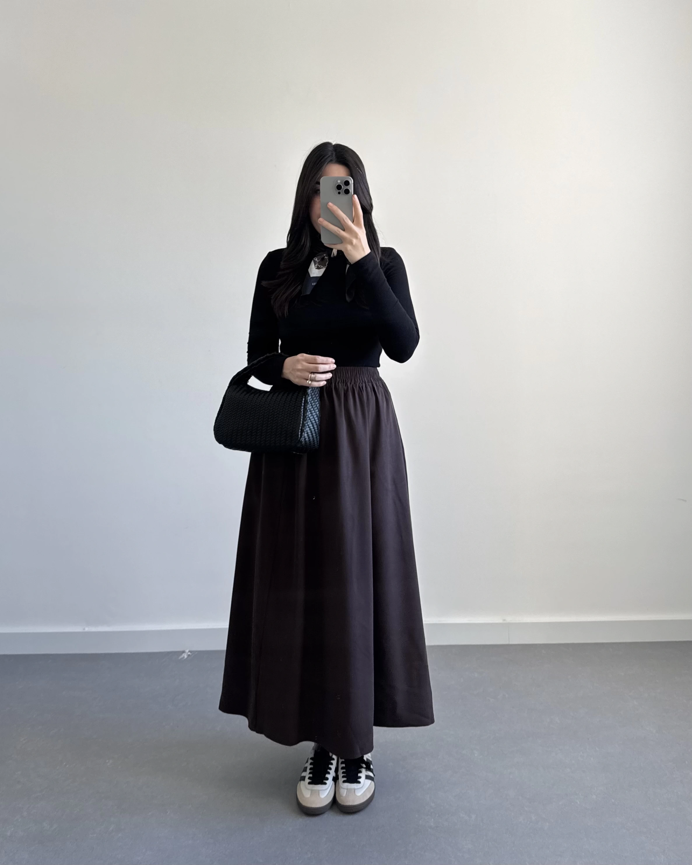 KAHVE MODAL MİDİ BOY ETEK