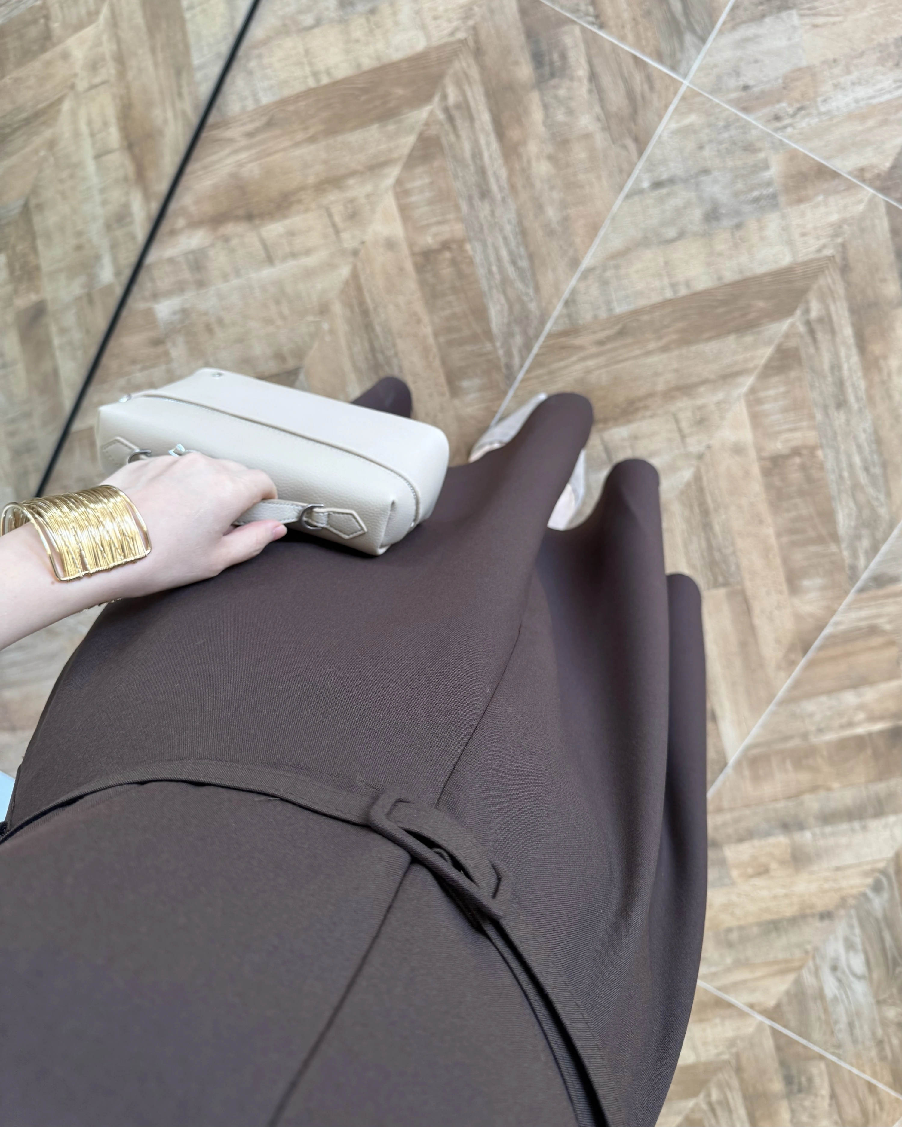 KAHVE ÖNÜ FERMUARLI ELBİSE -2341