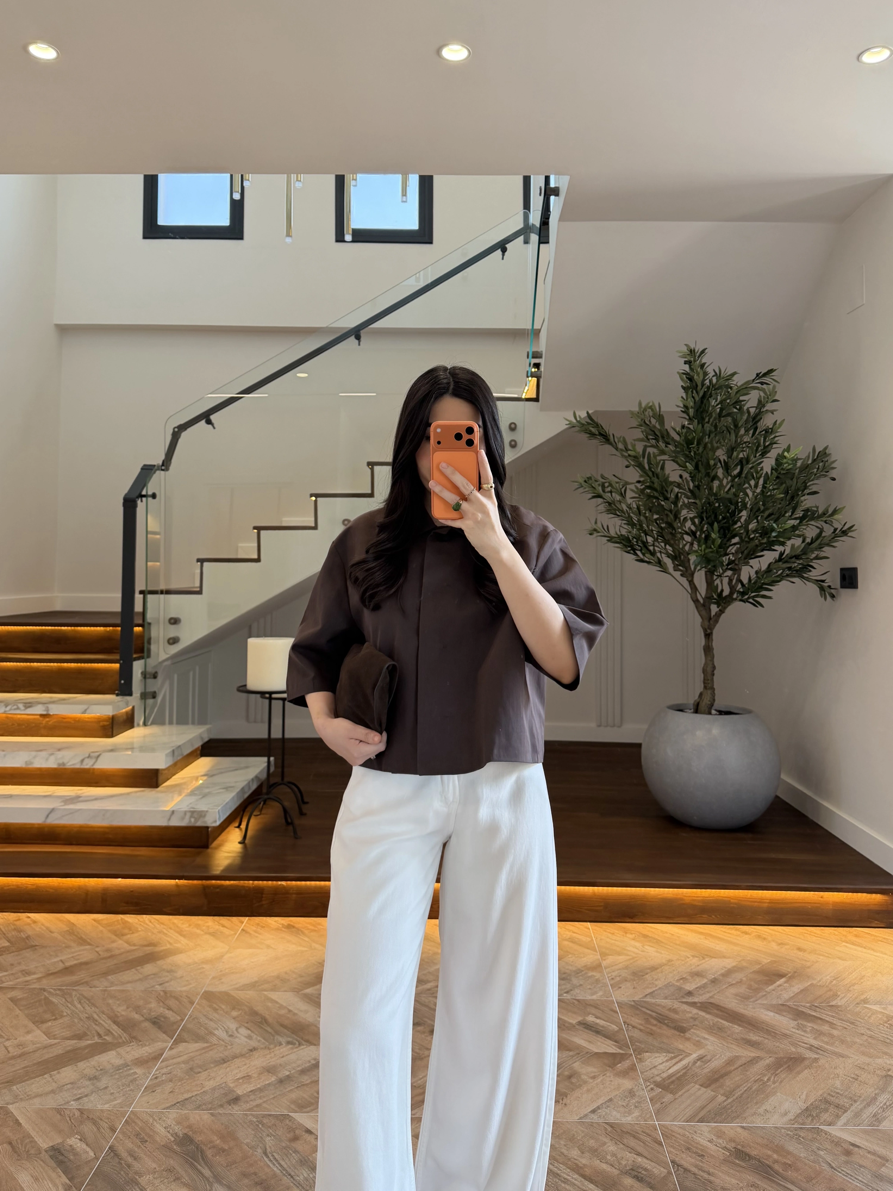 KAHVE OVERSİZE CROP CEKET-26K1130