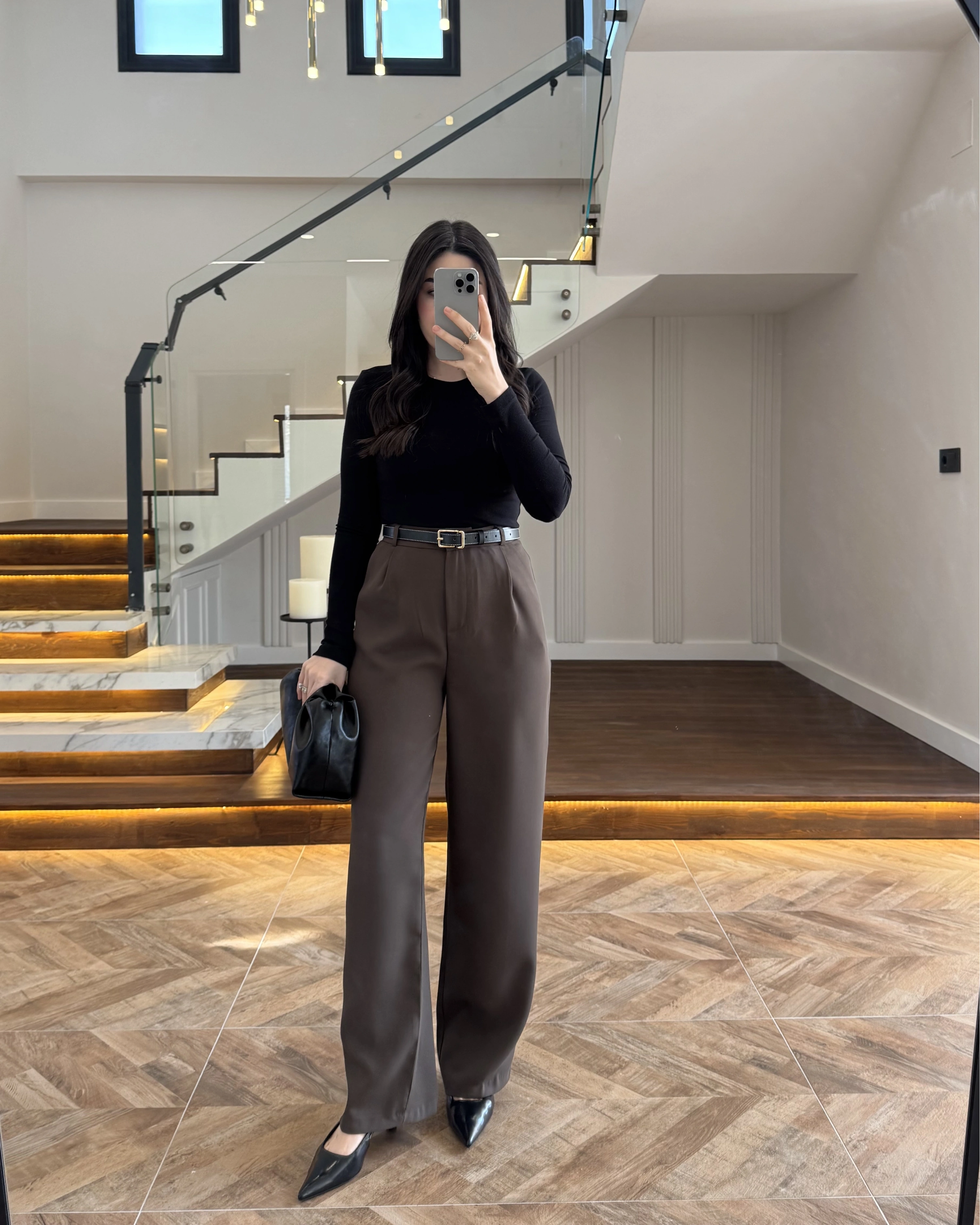 KAHVE PALAZZO PANTOLON -3879