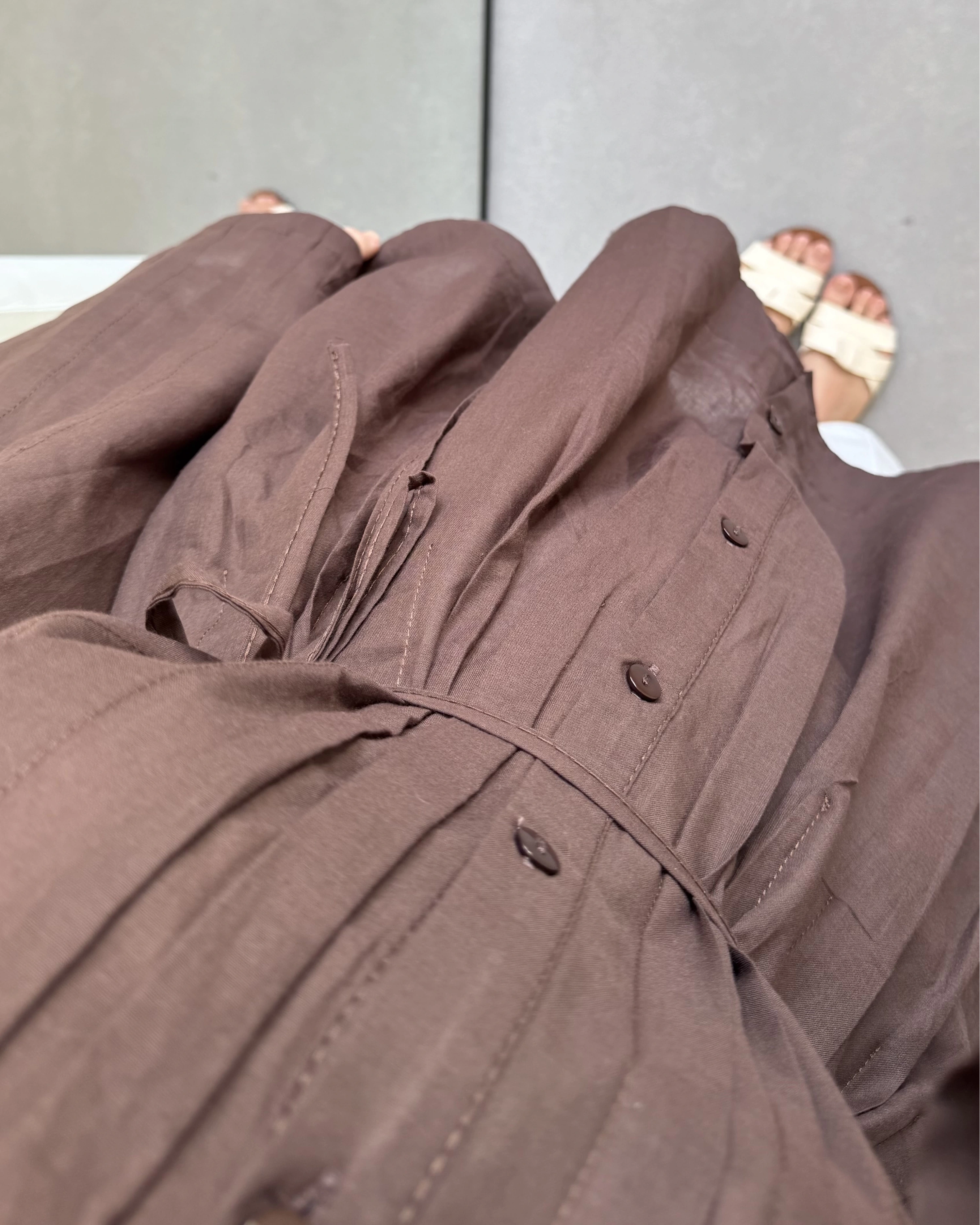 KAHVE PAMUK VUAL KUŞAKLI GÖMLEK