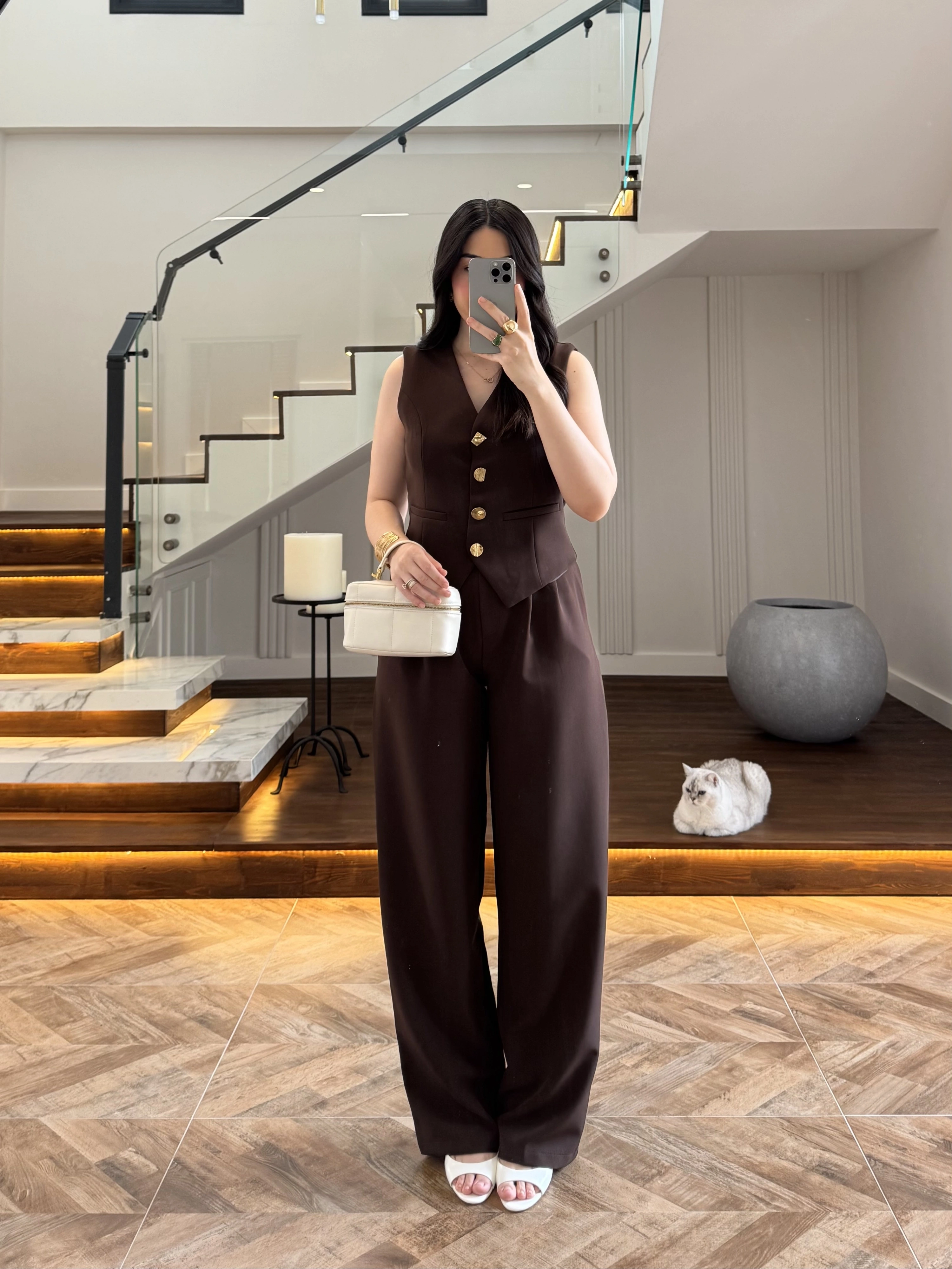KAHVE PANTOLON YELEK TAKIM -247172