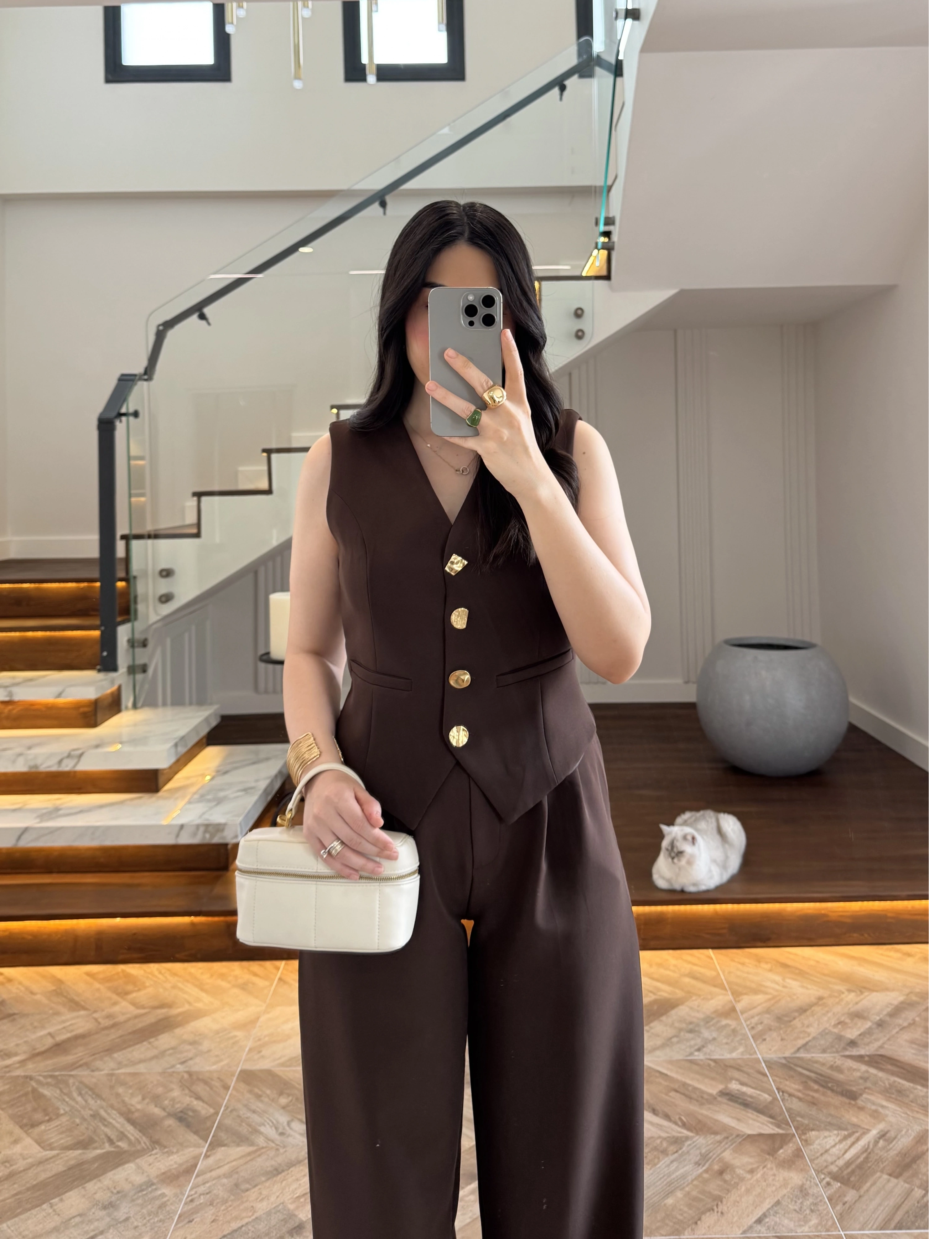 KAHVE PANTOLON YELEK TAKIM -247172