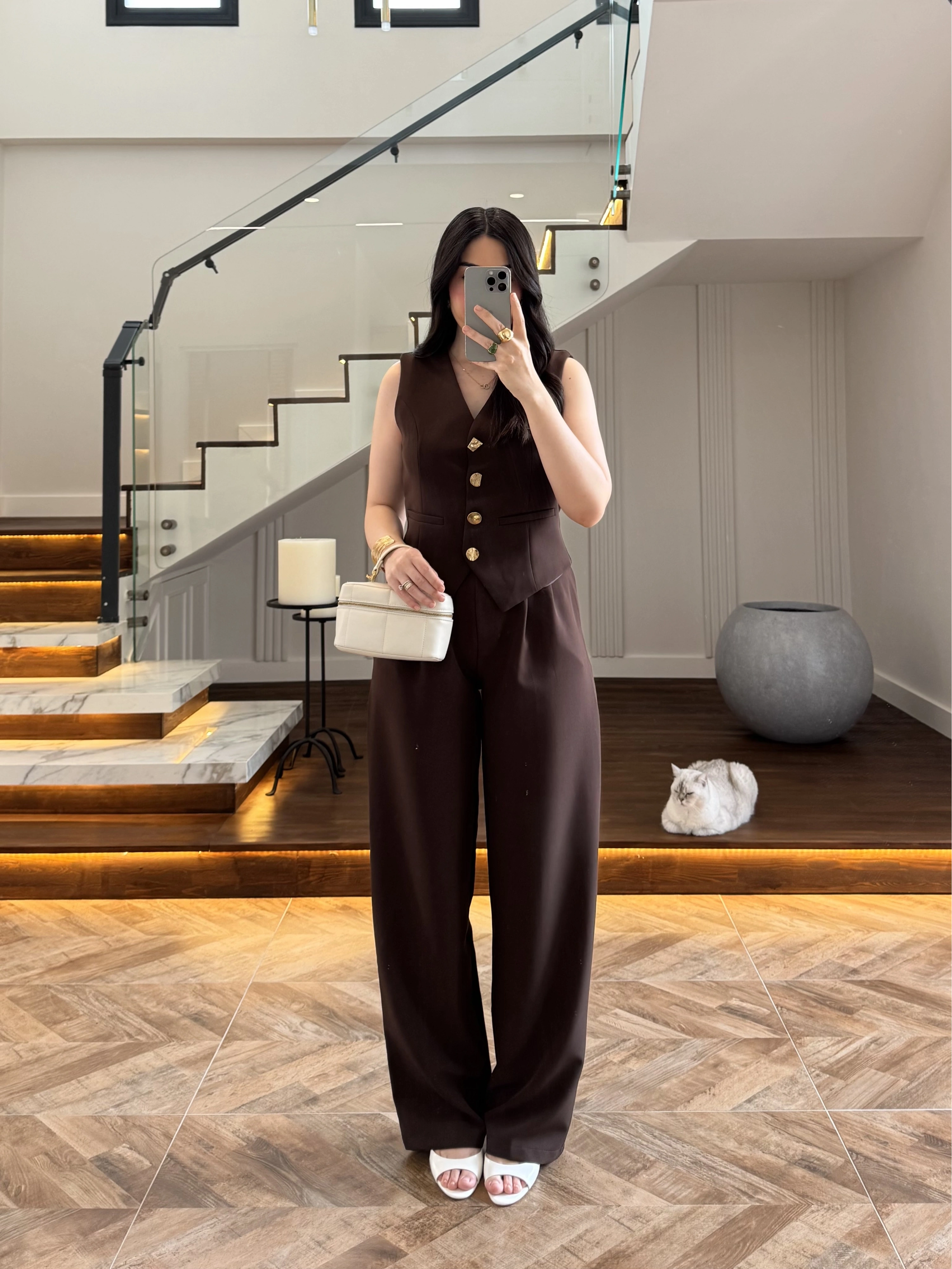 KAHVE PANTOLON YELEK TAKIM -247172