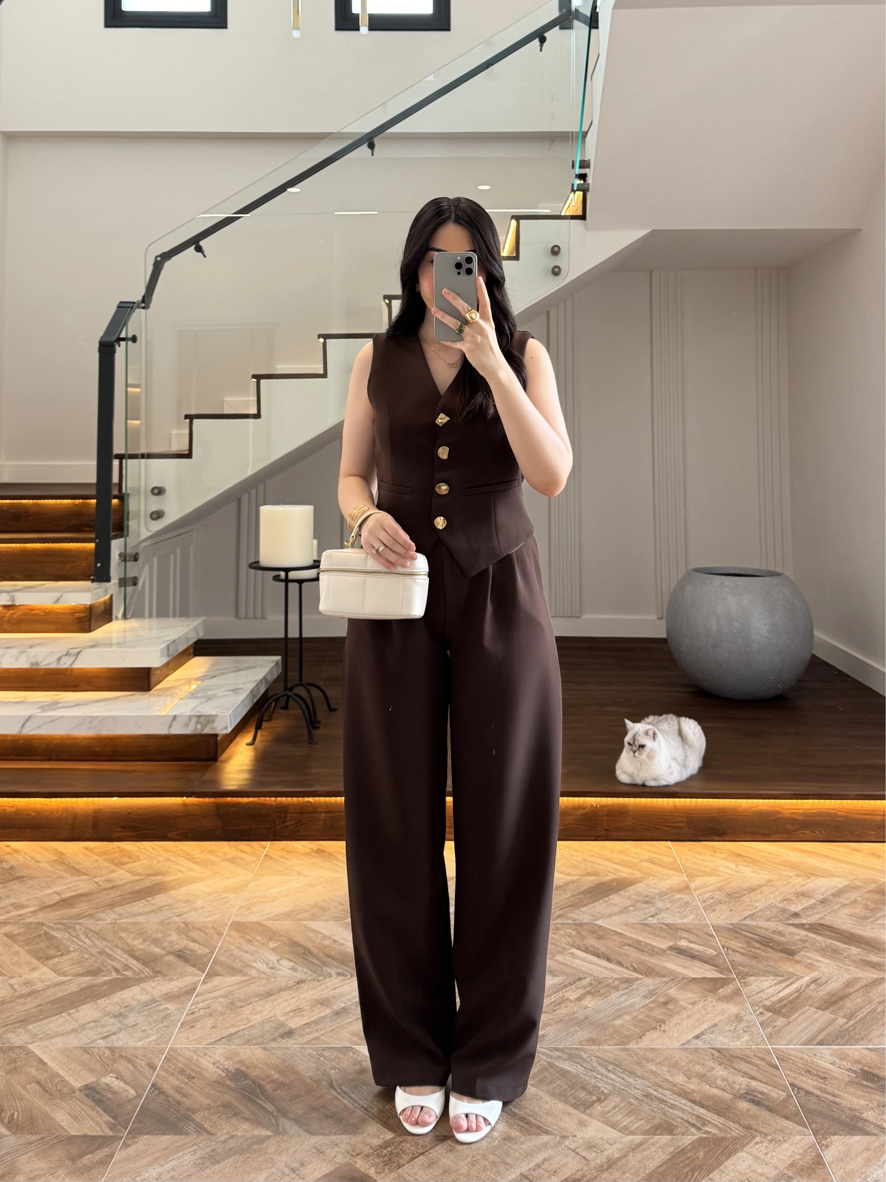 KAHVE PANTOLON YELEK TAKIM -247172