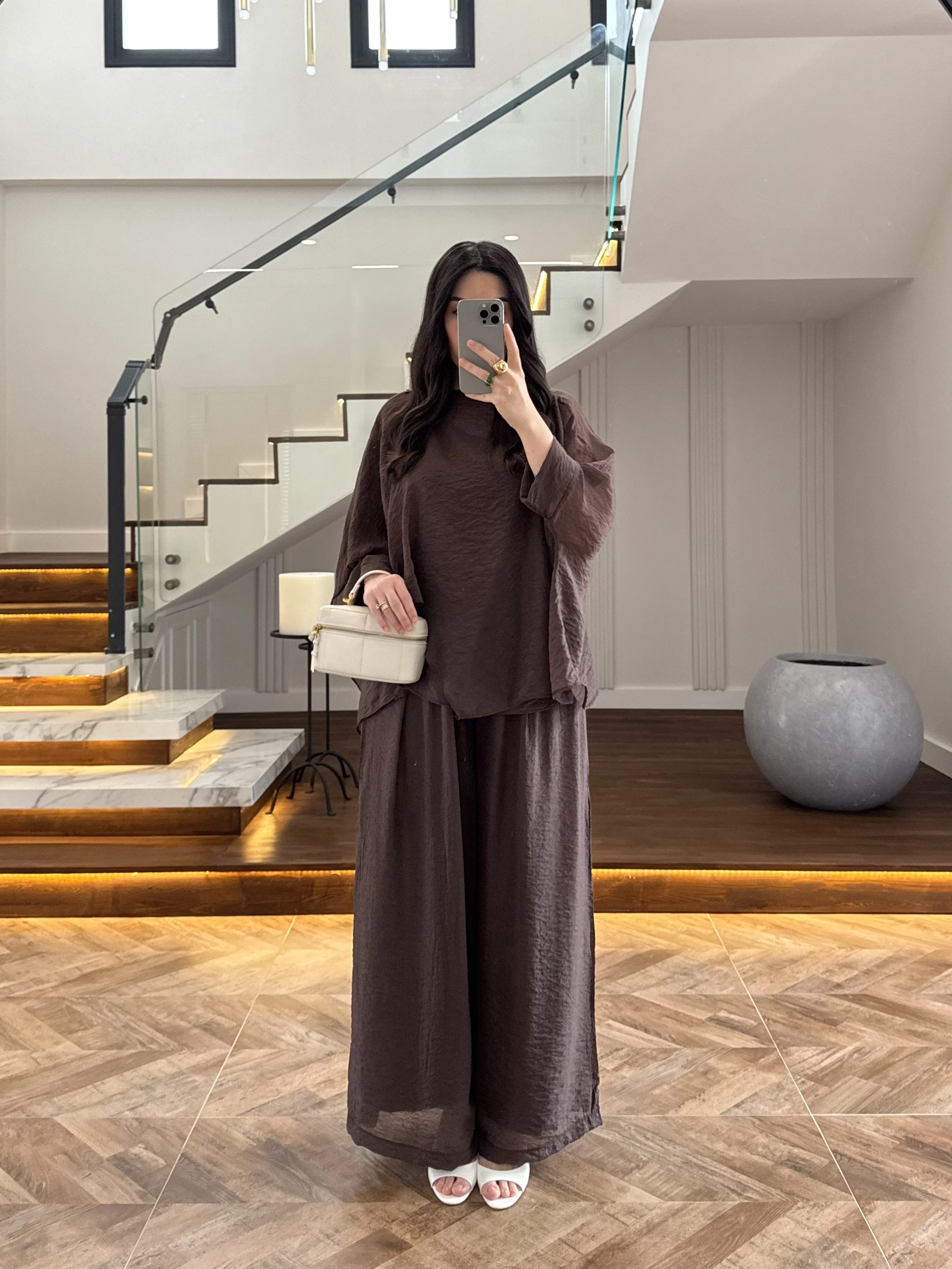 KAHVE PELERİNLİ PANTOLON TAKIM-9327