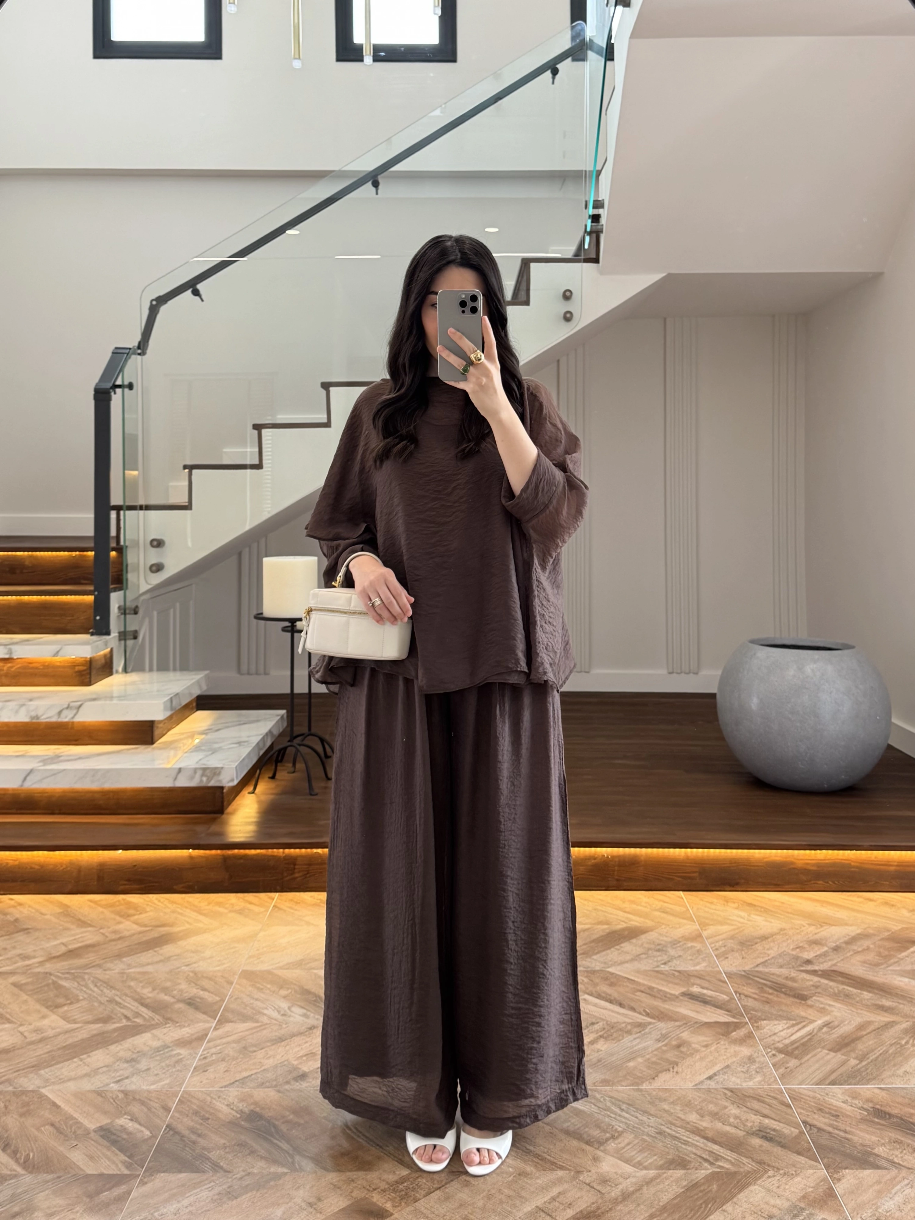 KAHVE PELERİNLİ PANTOLON TAKIM-9327