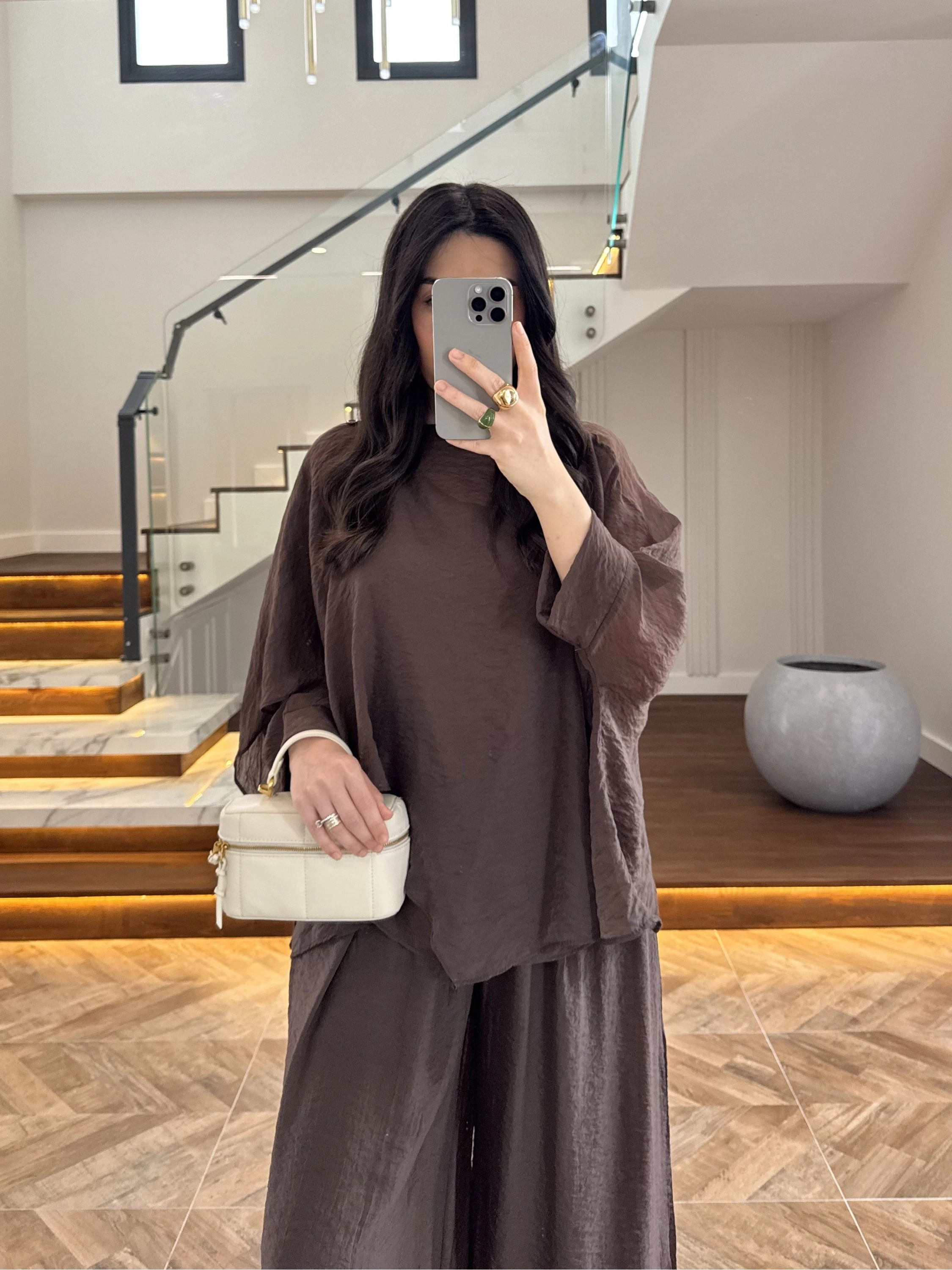 KAHVE PELERİNLİ PANTOLON TAKIM-9327