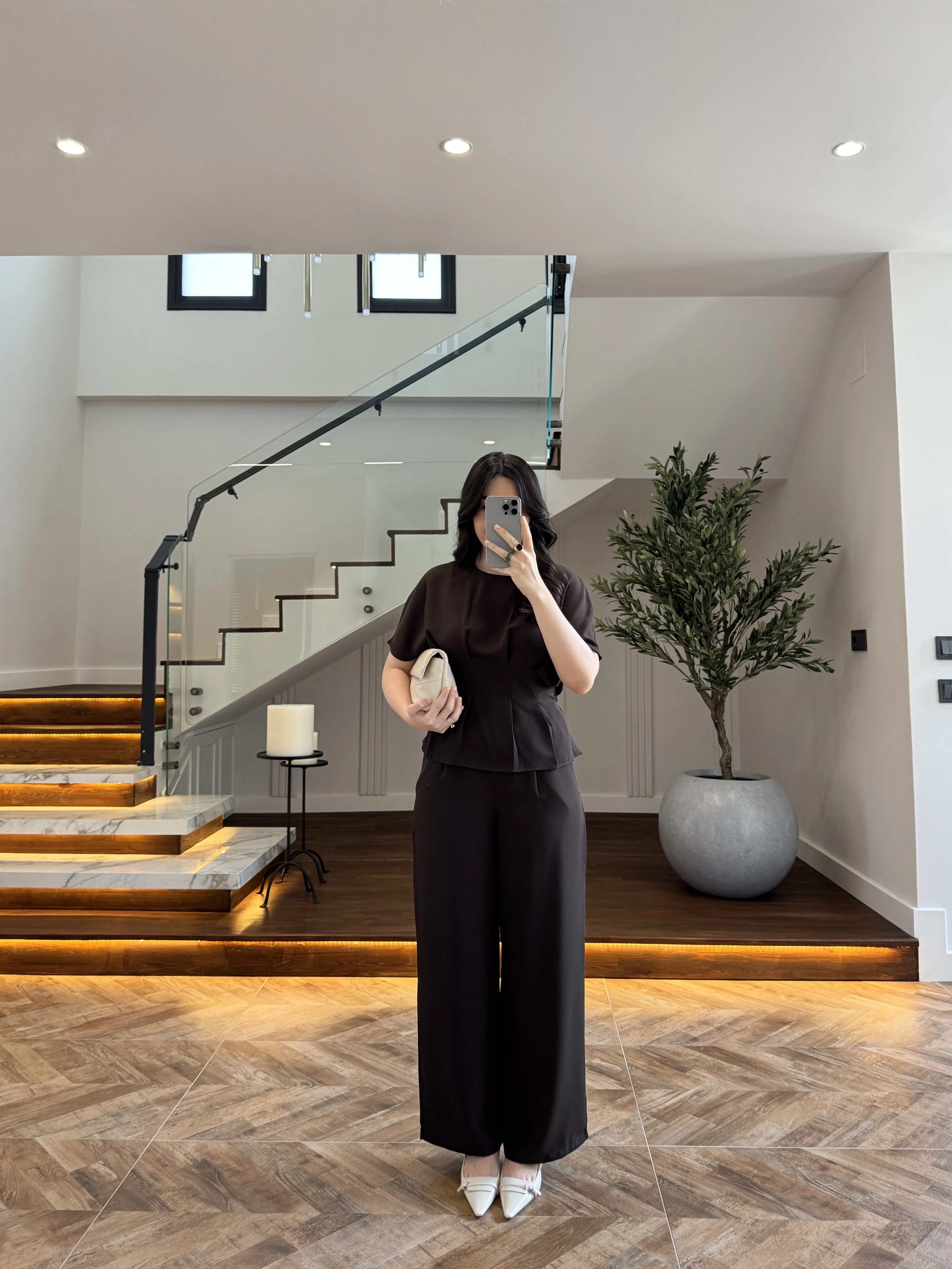 KAHVE PİLE DETAY KISA KOL TAKIM-9208