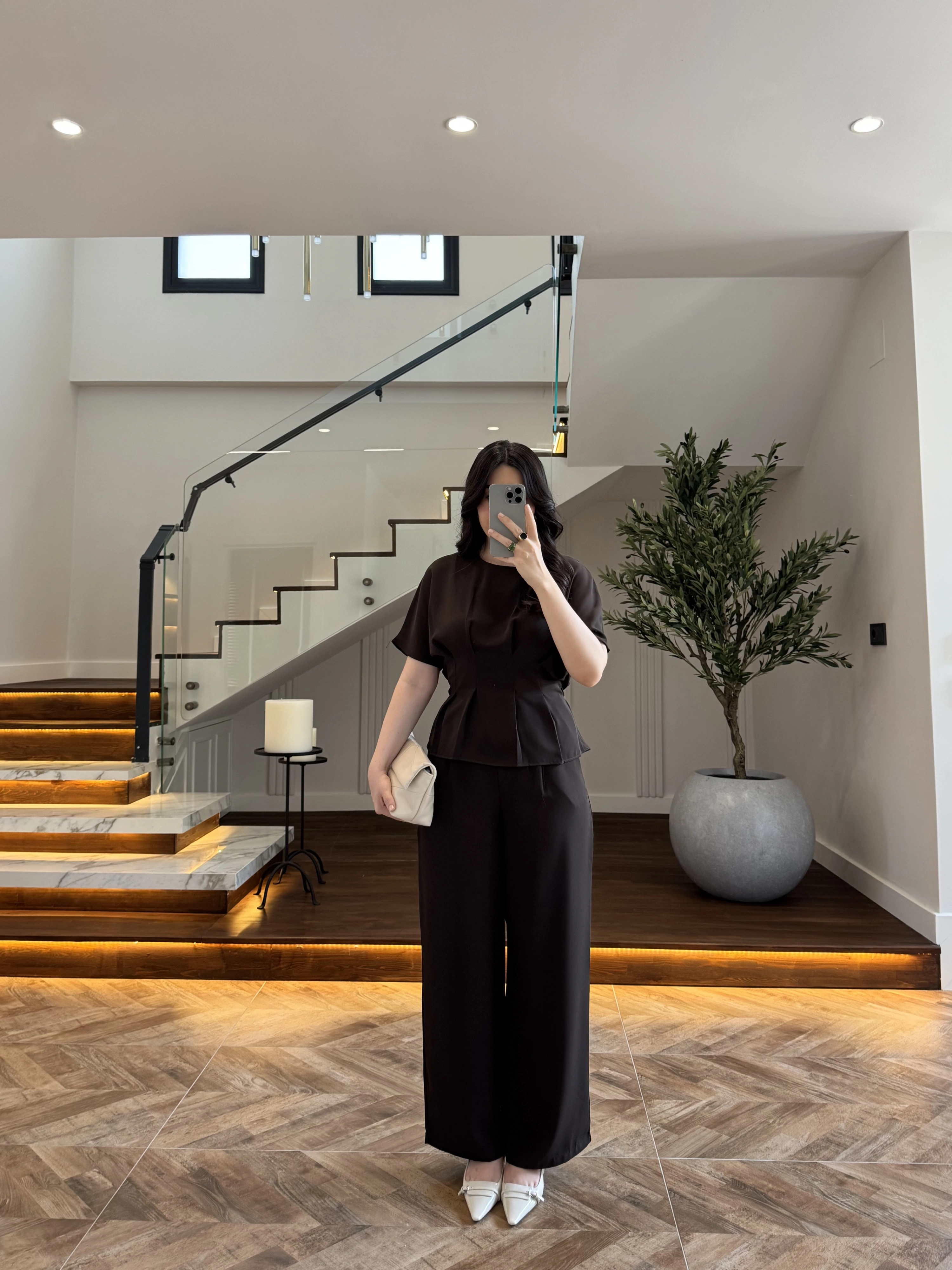 KAHVE PİLE DETAY KISA KOL TAKIM-9208