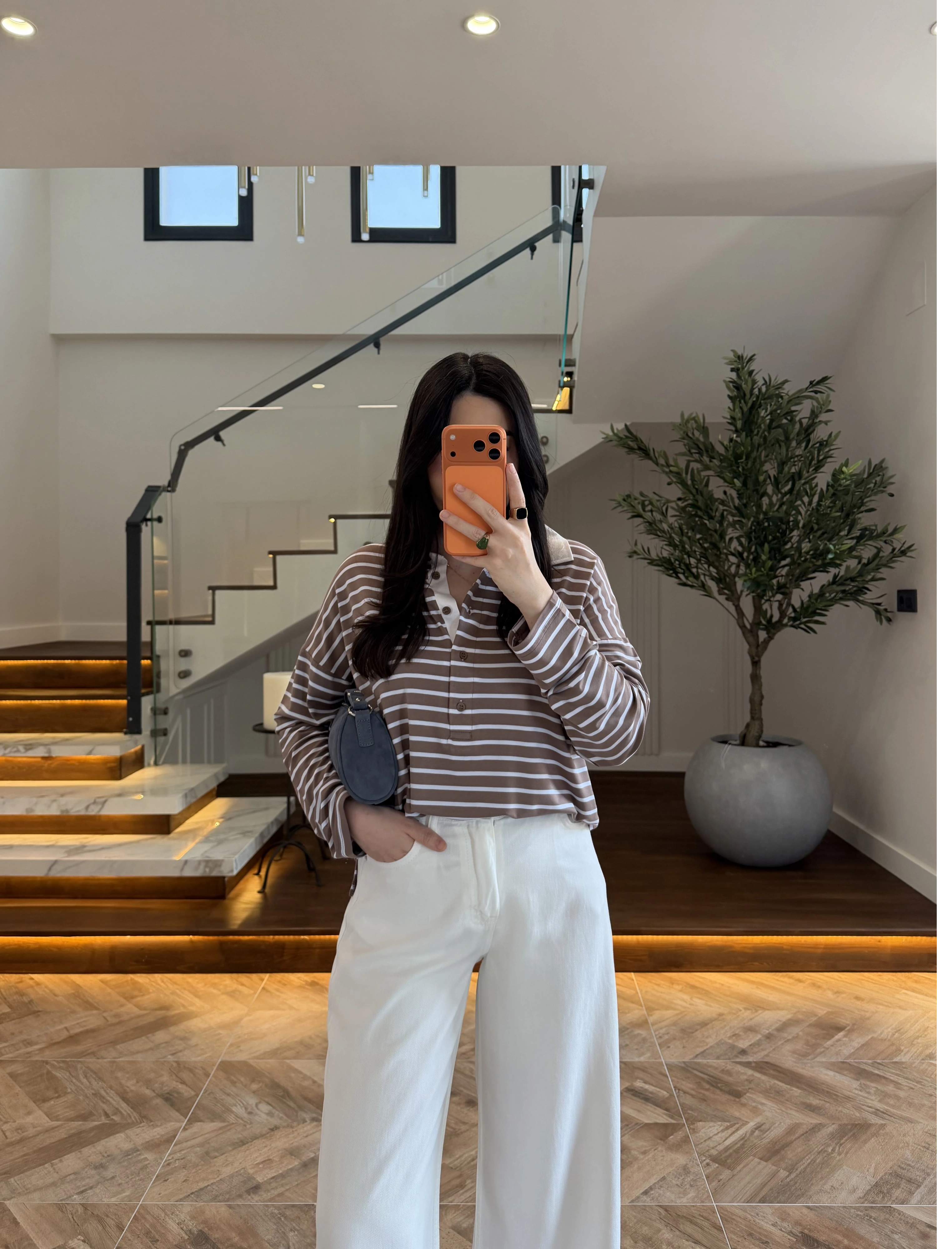 KAHVE POLO YAKA ÇİZGİLİ BASİC -27K-000013