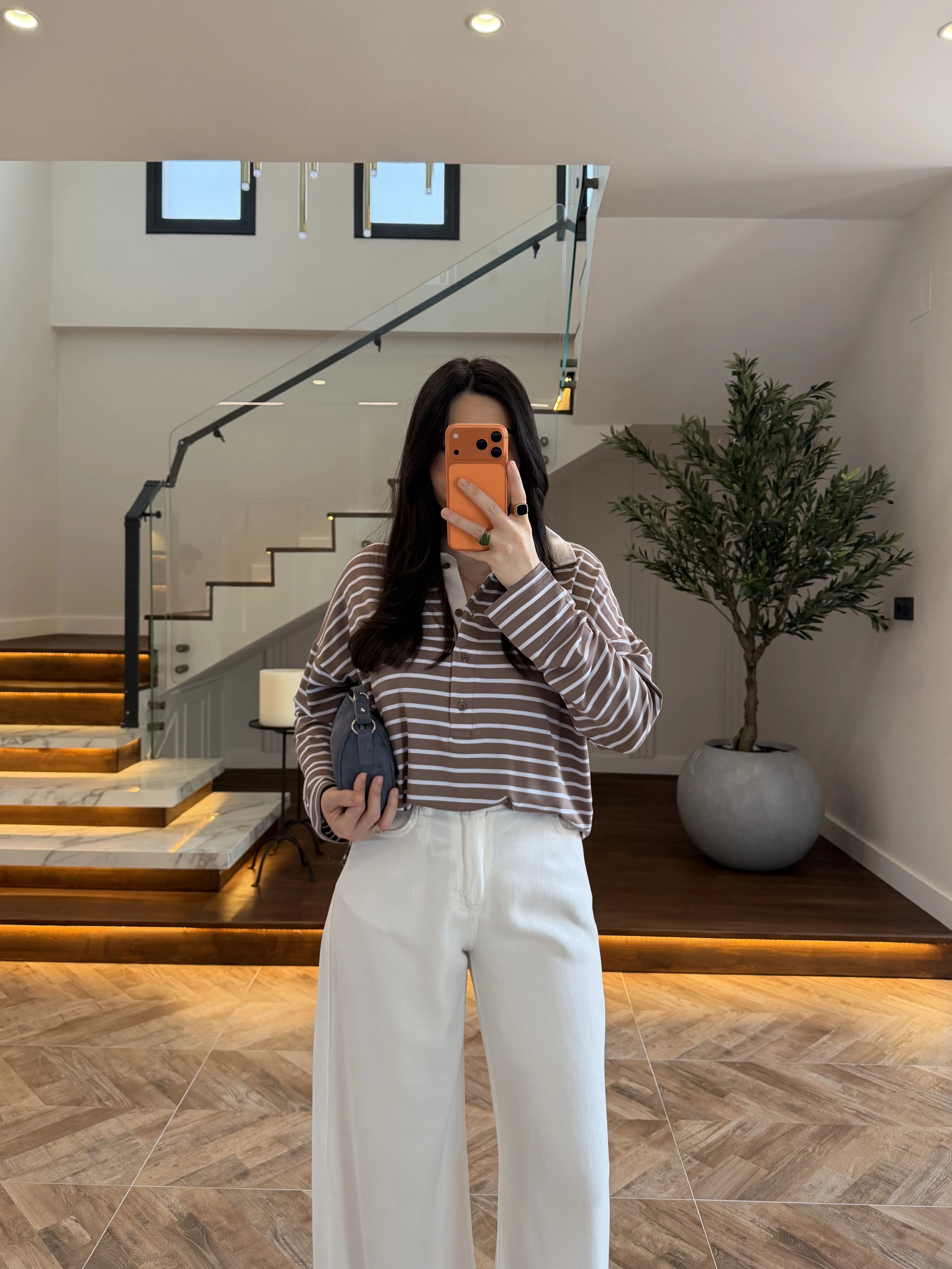 KAHVE POLO YAKA ÇİZGİLİ BASİC -27K-000013