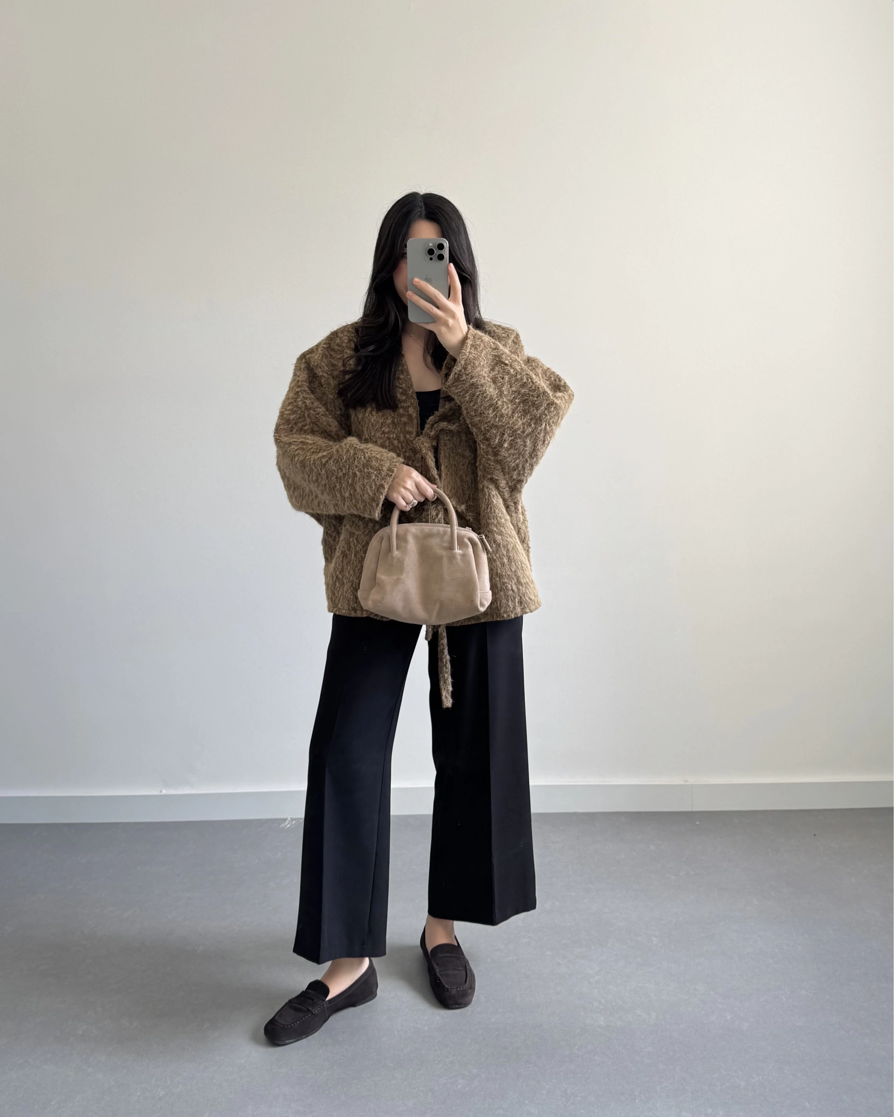 KAHVE SAKALLI KAŞE TASARIM CEKET