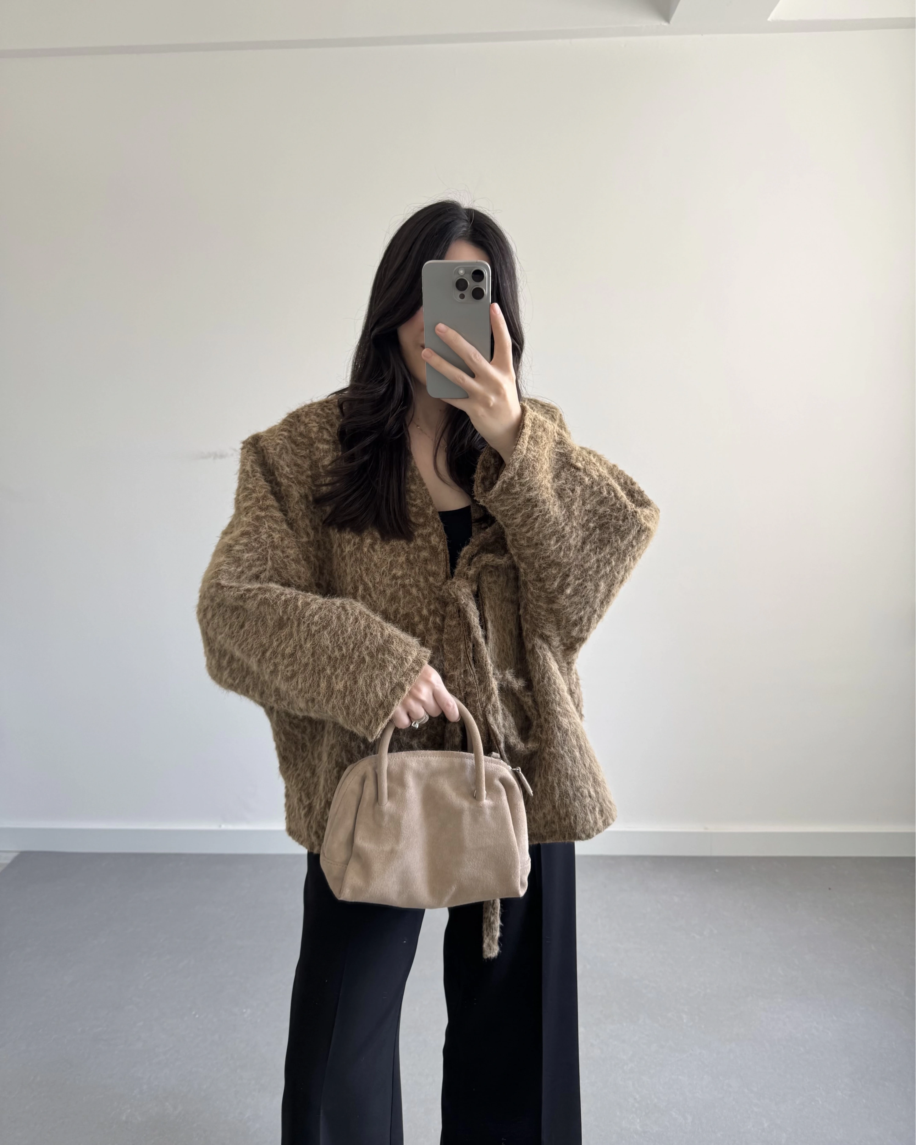 KAHVE SAKALLI KAŞE TASARIM CEKET