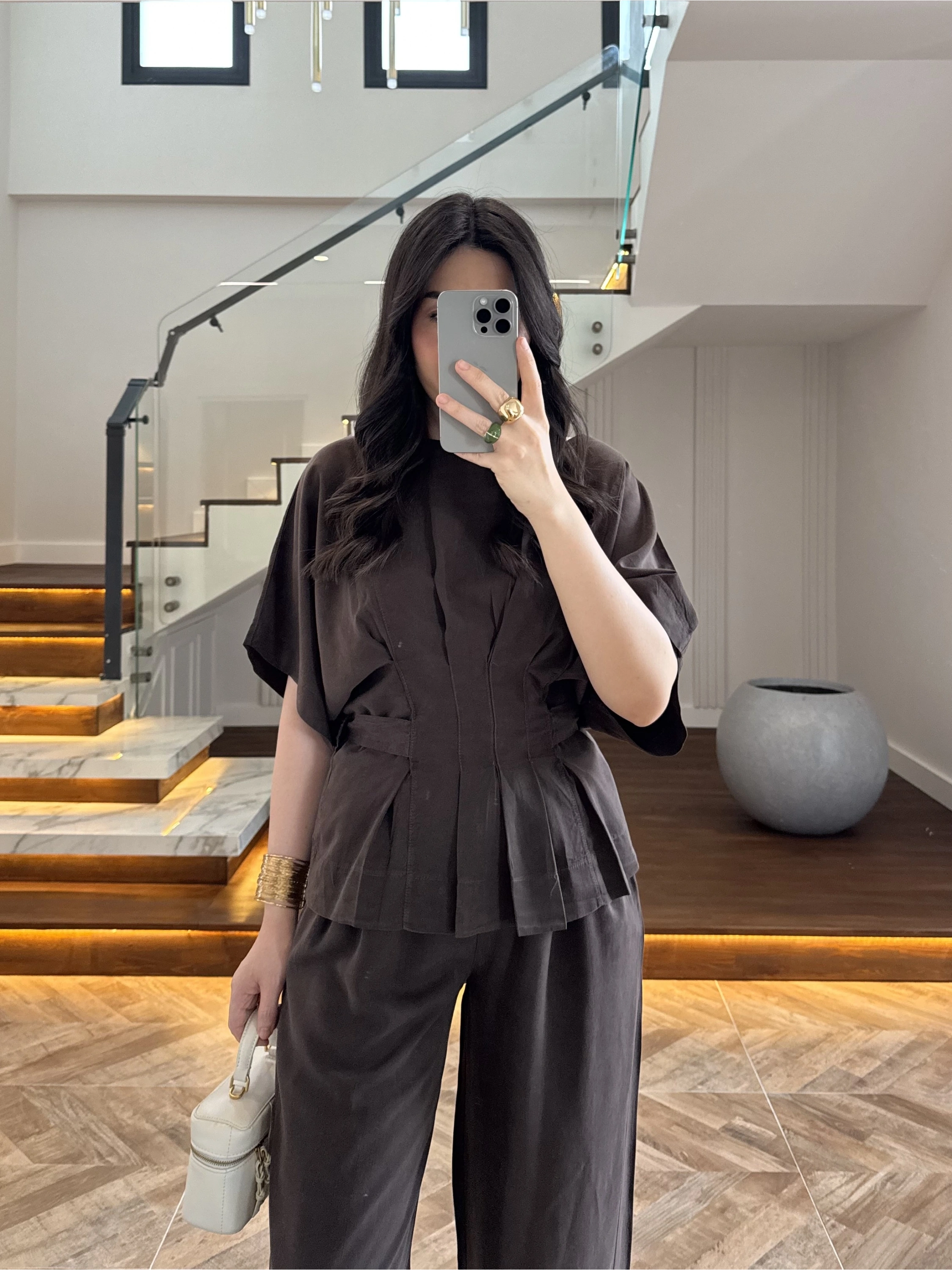 KAHVE SALAŞ PANTOLON BLUZ TAKIM-650008