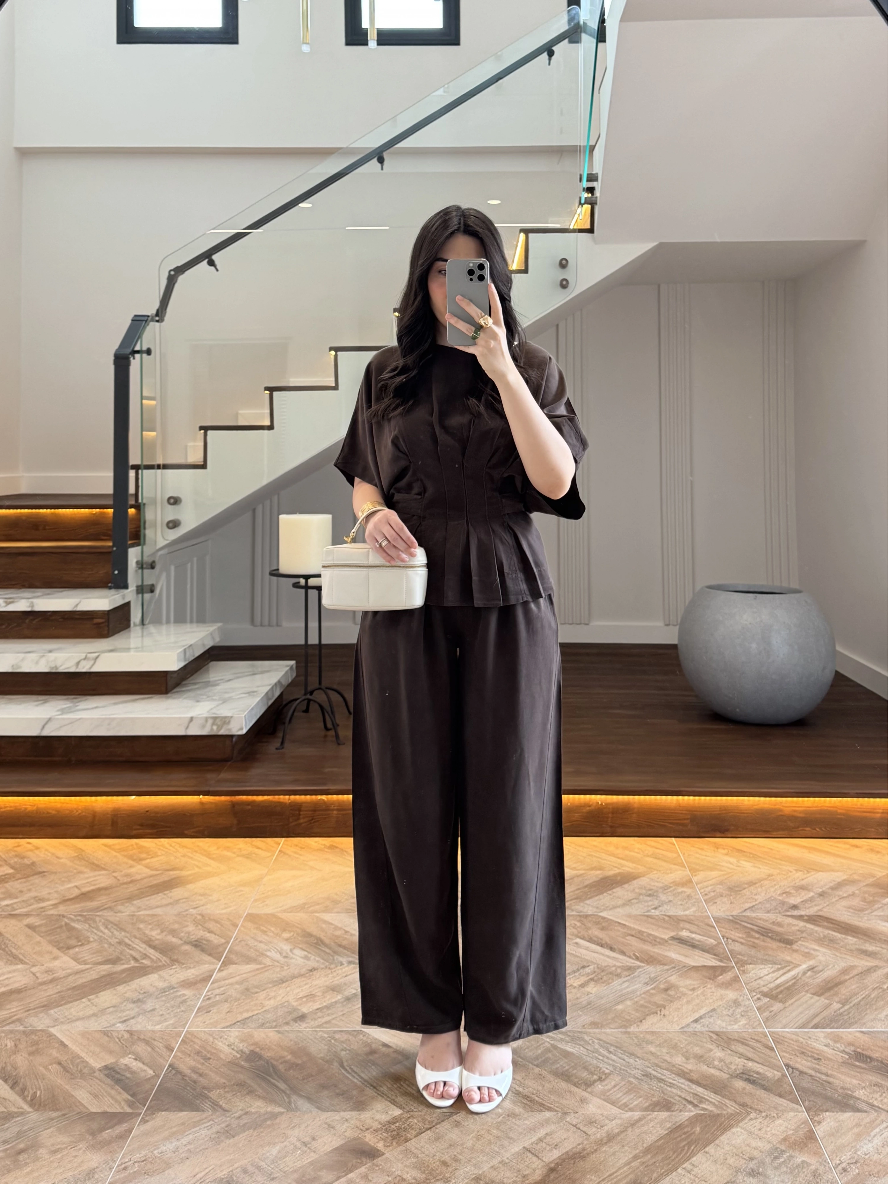 KAHVE SALAŞ PANTOLON BLUZ TAKIM-650008