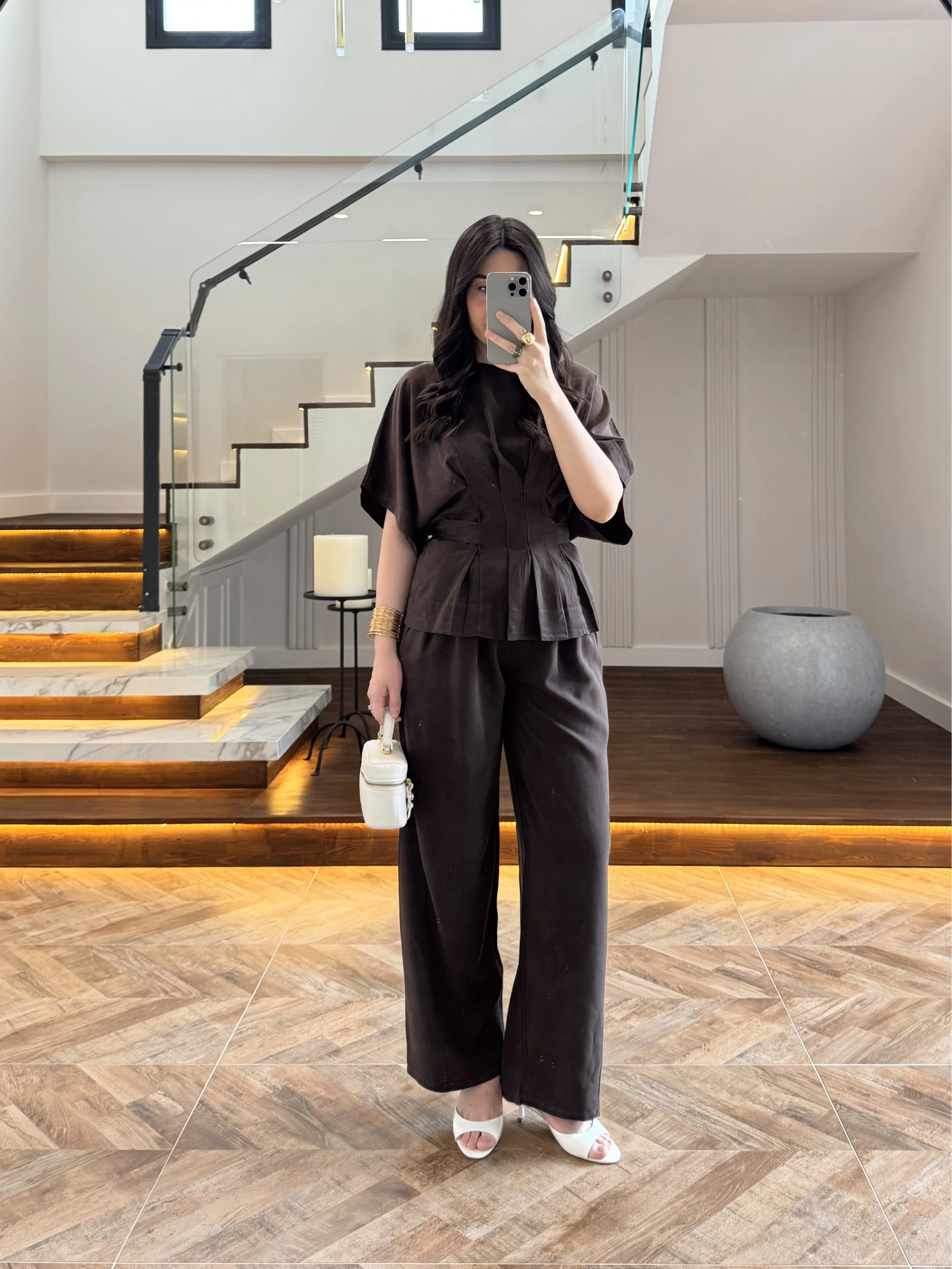 KAHVE SALAŞ PANTOLON BLUZ TAKIM-650008