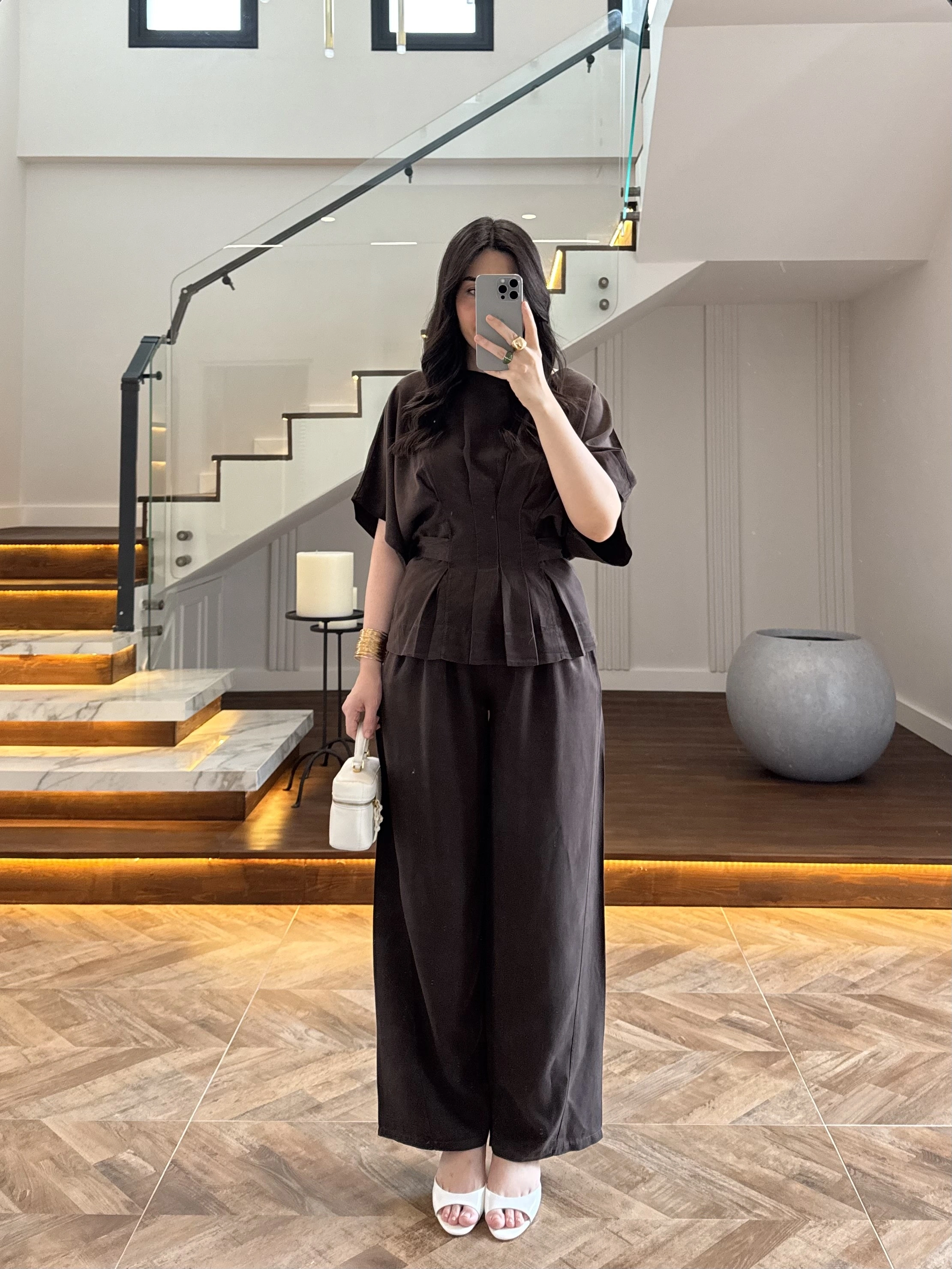 KAHVE SALAŞ PANTOLON BLUZ TAKIM-650008