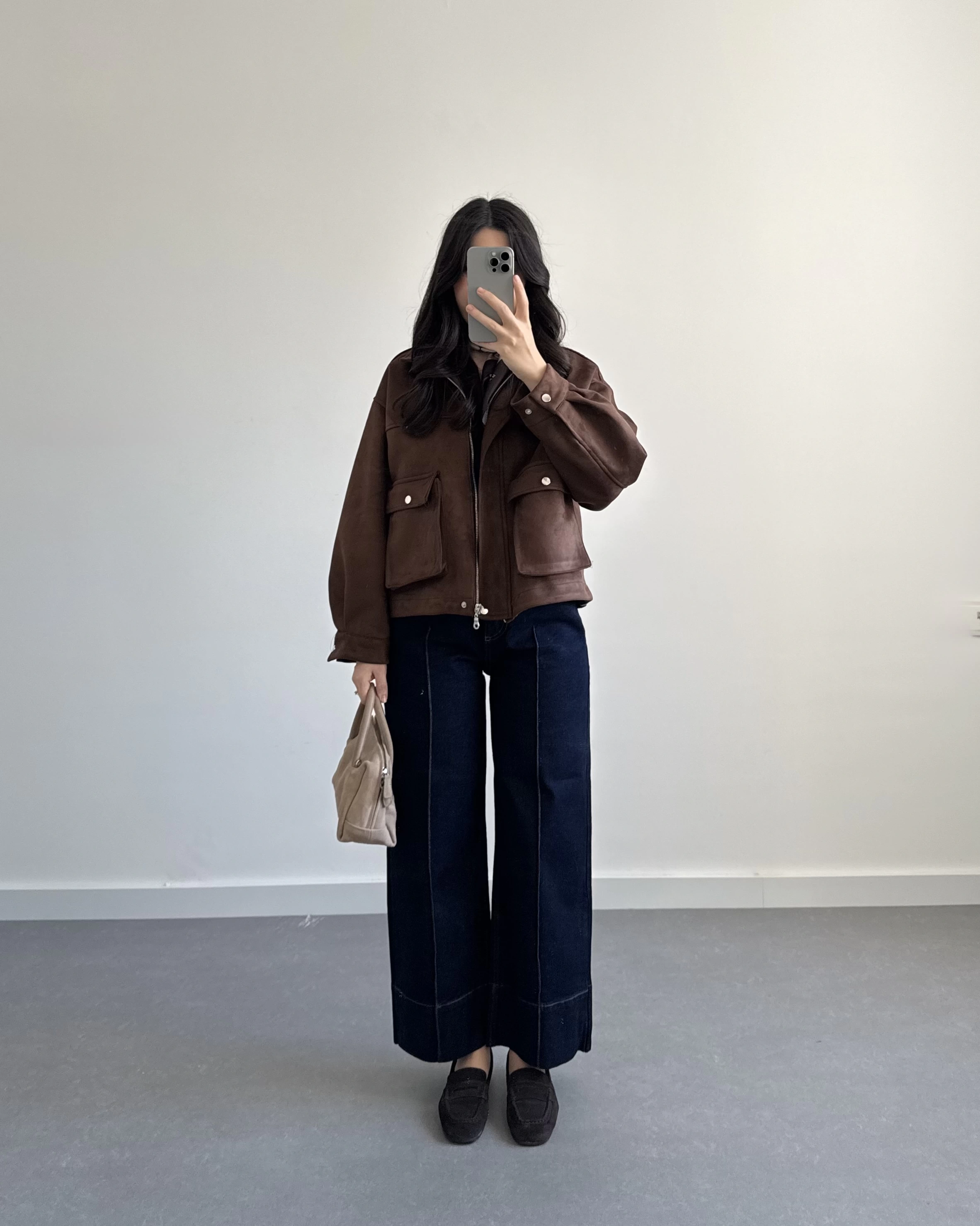 KAHVE SÜET ÖNÜ CEPLİ BOMBER CEKET