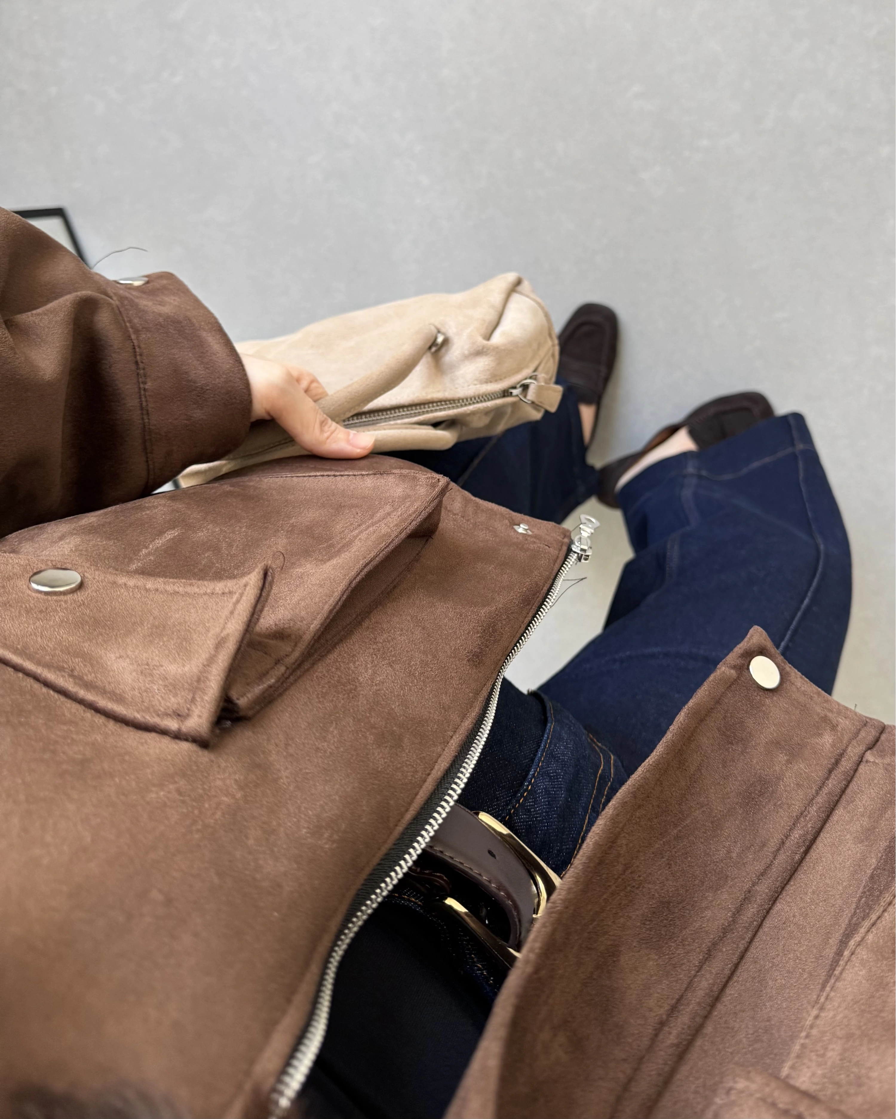 KAHVE SÜET ÖNÜ CEPLİ BOMBER CEKET